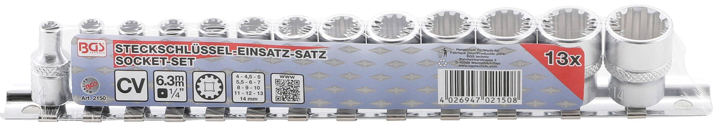 BGS Steckschlssel-Einsatz-Satz Gear Lock | Antrieb Innenvierkant 6,3