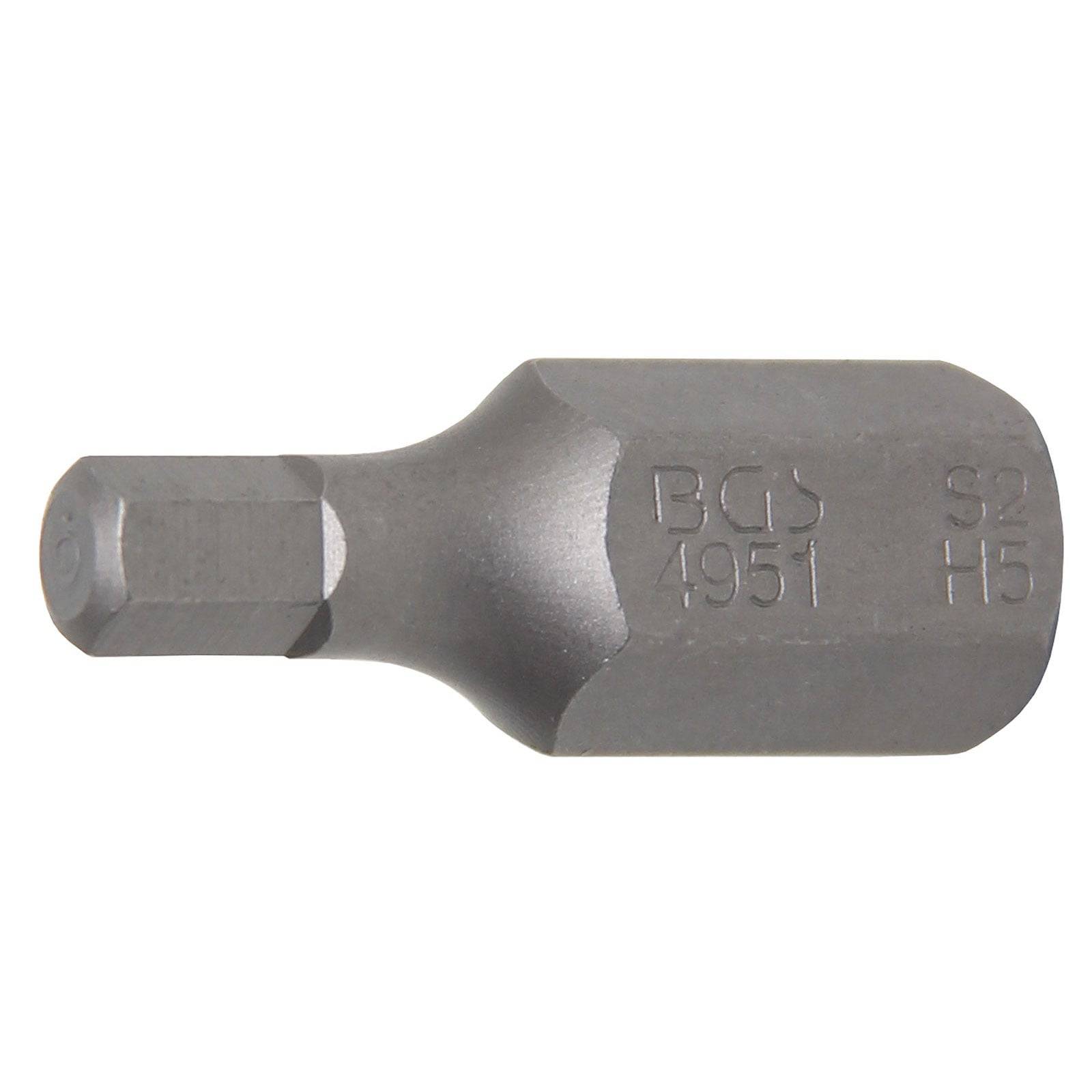 Ein sechseckiger Metallsteckschlüssel mit gravierten Markierungen: BGS 1951 S2 H5.