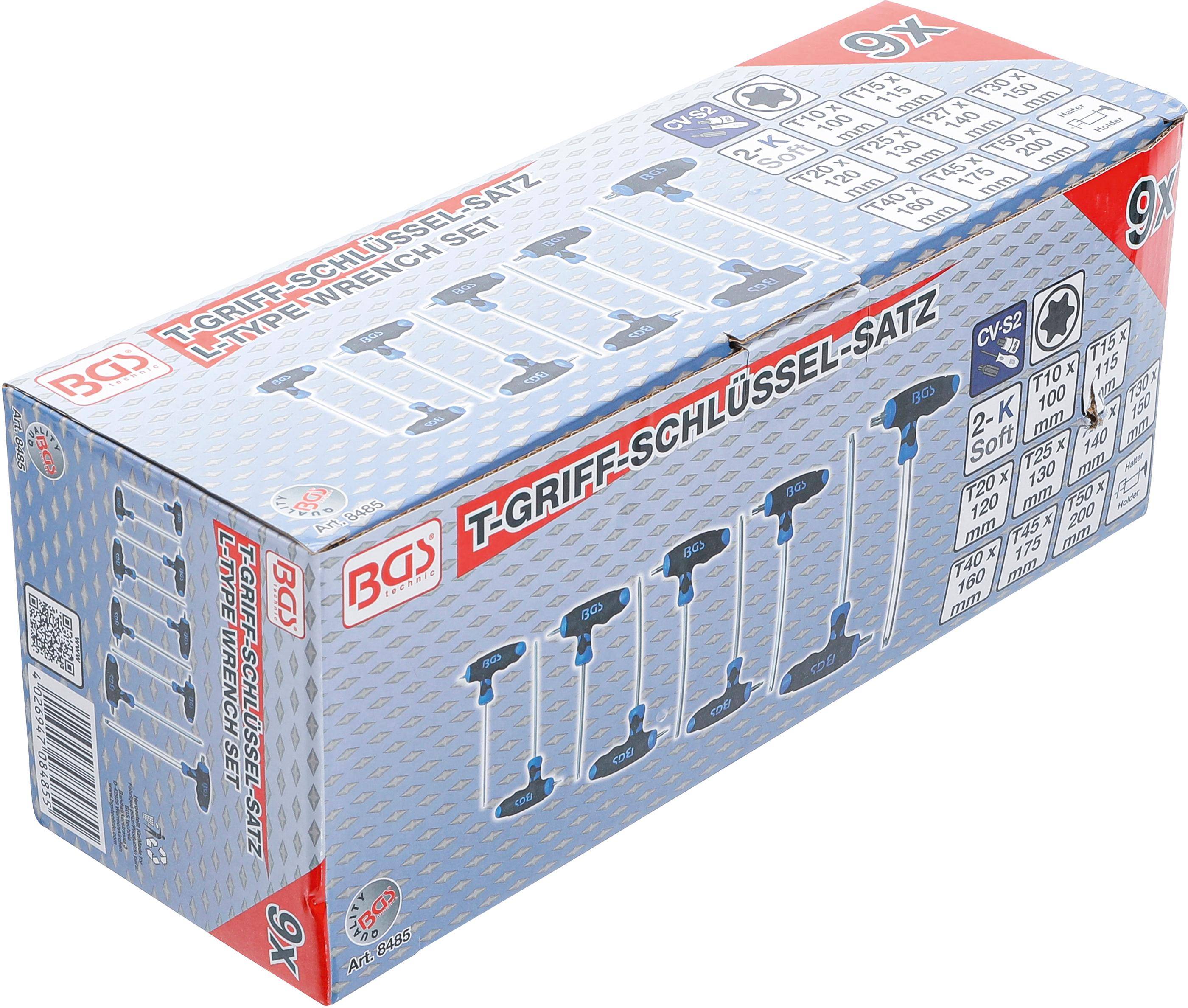 BGS T-Griff-Schlüssel-Satz | T-Profil (für Torx) T10 - T50 | 9-tlg.