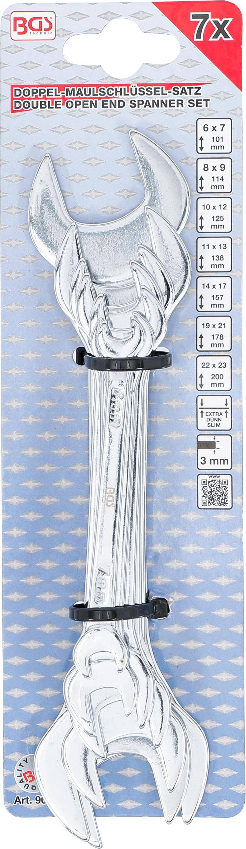 BGS technic Doppel-Maulschlüssel-Satz | extra flach | SW 6 - 23 mm |