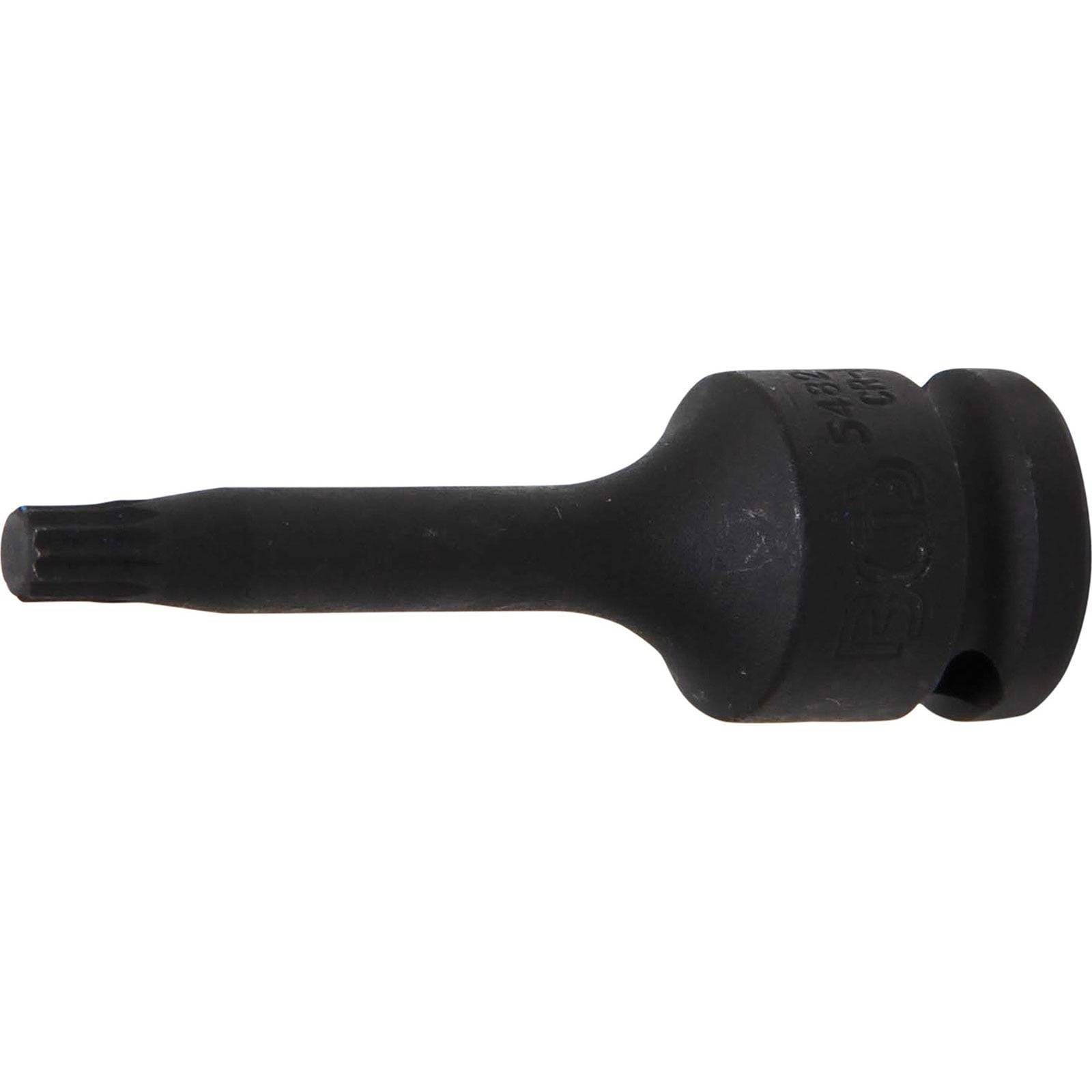 Ein schwarzes Torx-Bit-Steckschlüssel mit langem Schaft und sechskantiger Basis zum Antreiben von Torx-Schrauben.