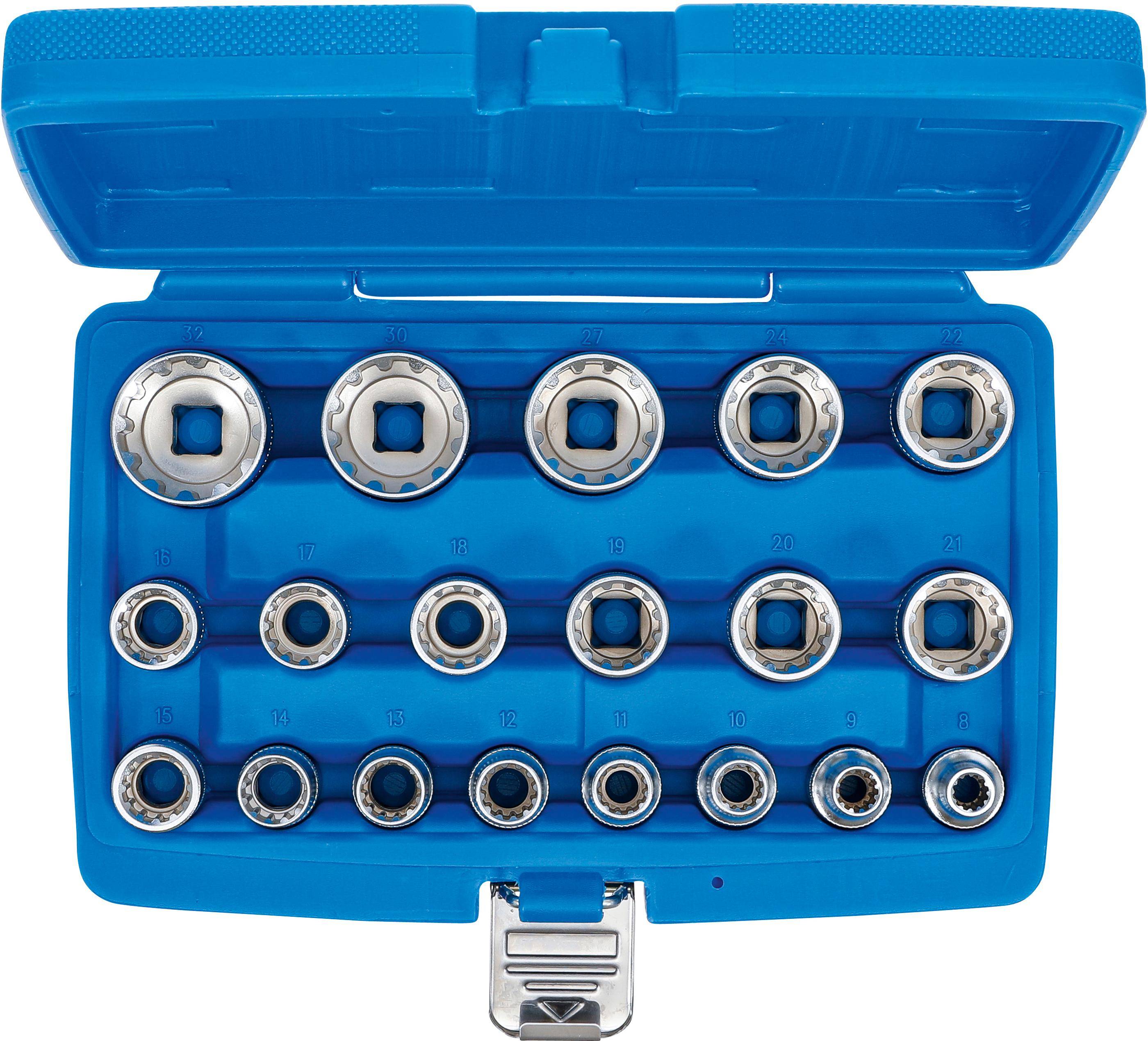 BGS Steckschlssel-Einsatz-Satz Gear Lock | Antrieb Innenvierkant 12,5