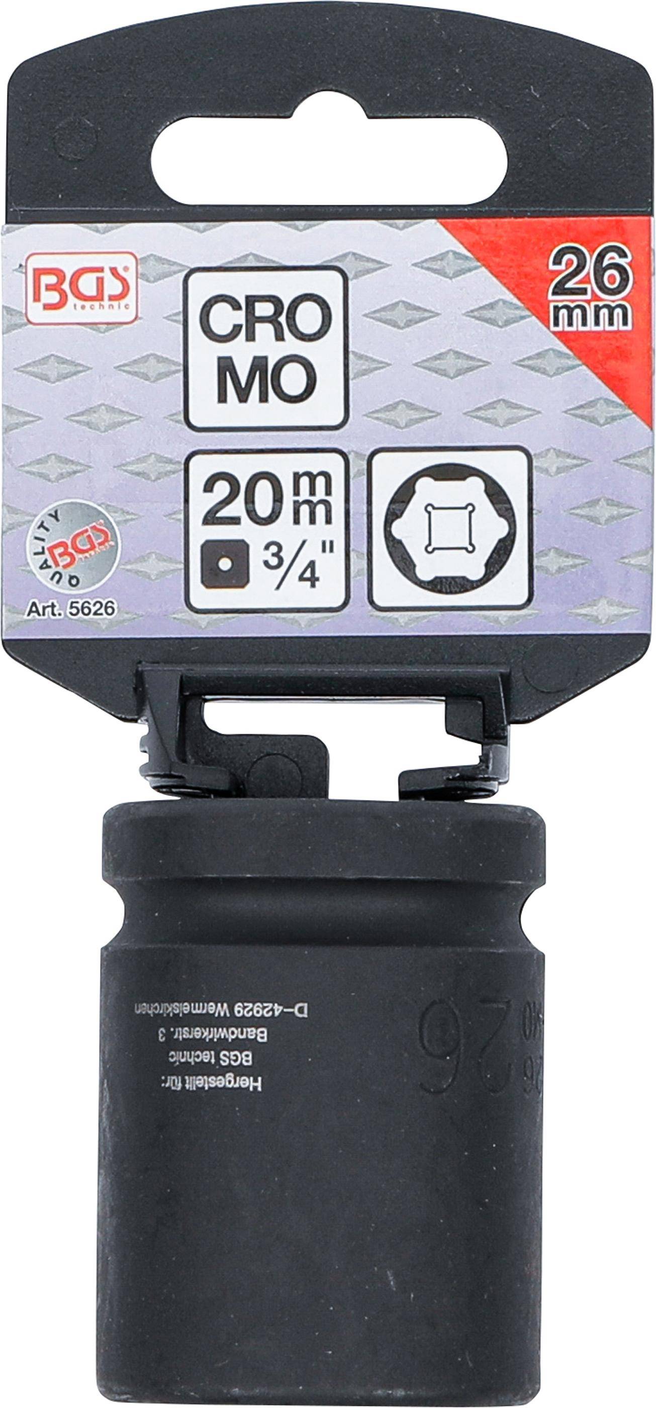 BGS Kraft-Steckschlssel-Einsatz Sechskant | Antrieb Innenvierkant 20