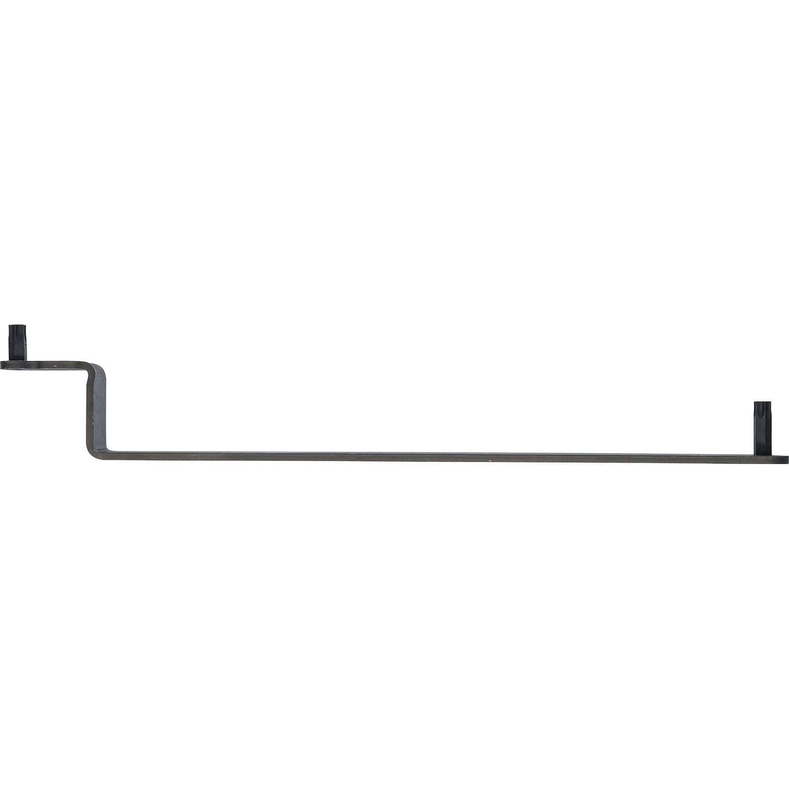 Eine horizontale Metallstange mit zwei vertikalen Enden und einem vertikalen Mittelabschnitt, die für strukturelle oder unterstützende Zwecke verwendet wird.