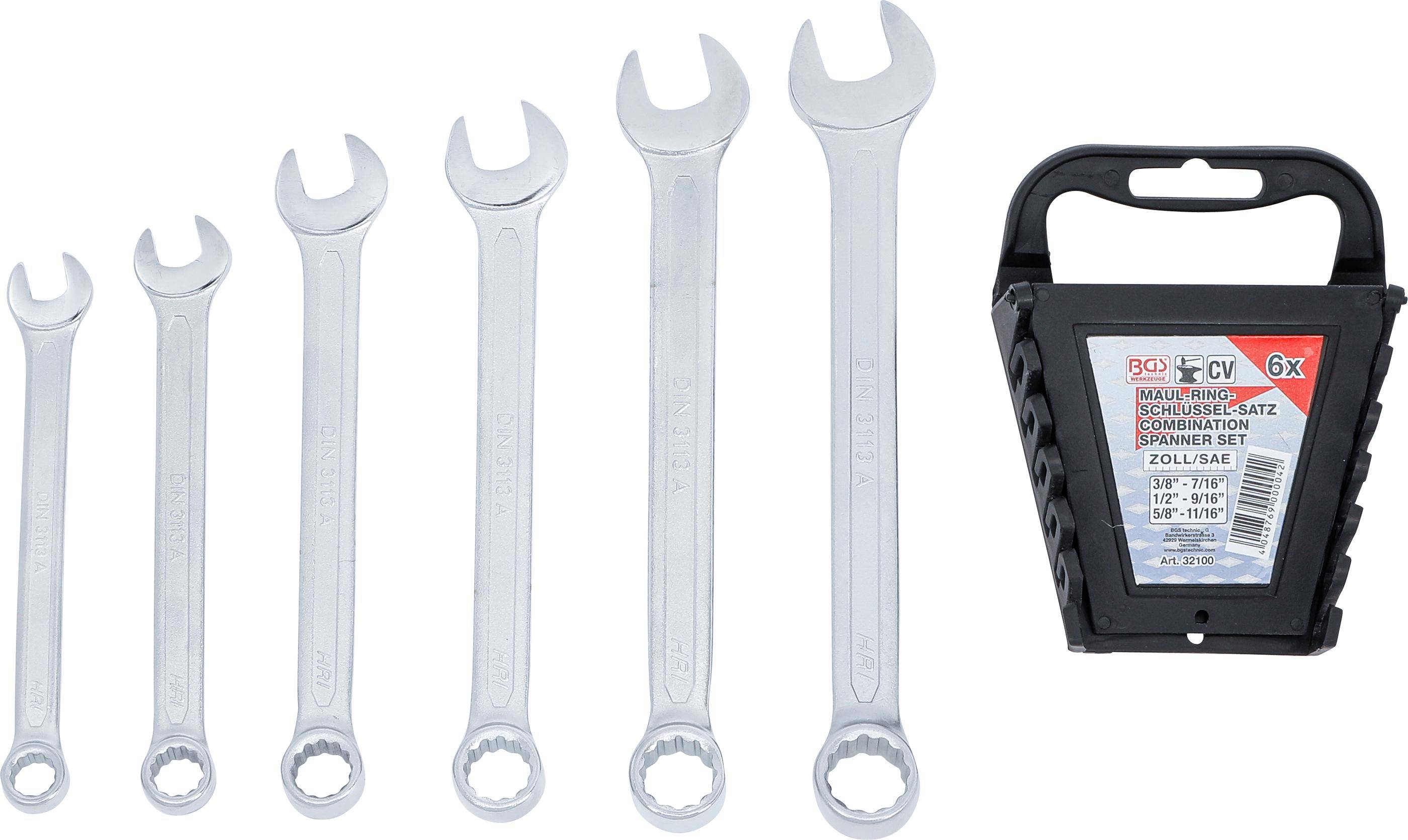 BGS Maul-Ringschlssel-Satz | Zollgren | SW 3/8" - 11/16" | 6-tlg.