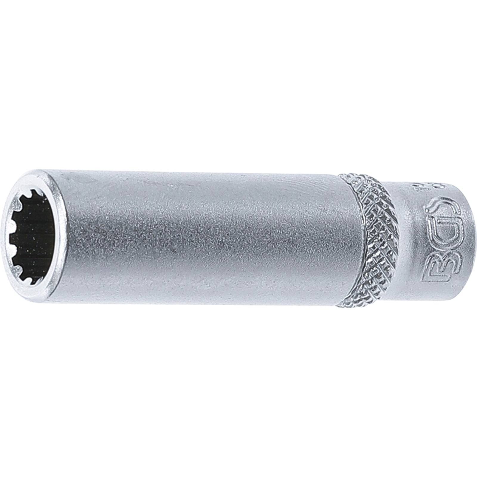 Eine zylindrische Metallhülse mit strukturierter Griffoberfläche und den Buchstaben 'BGS' eingraviert, die zum Anziehen oder Lösen von Muttern und Schrauben verwendet wird.