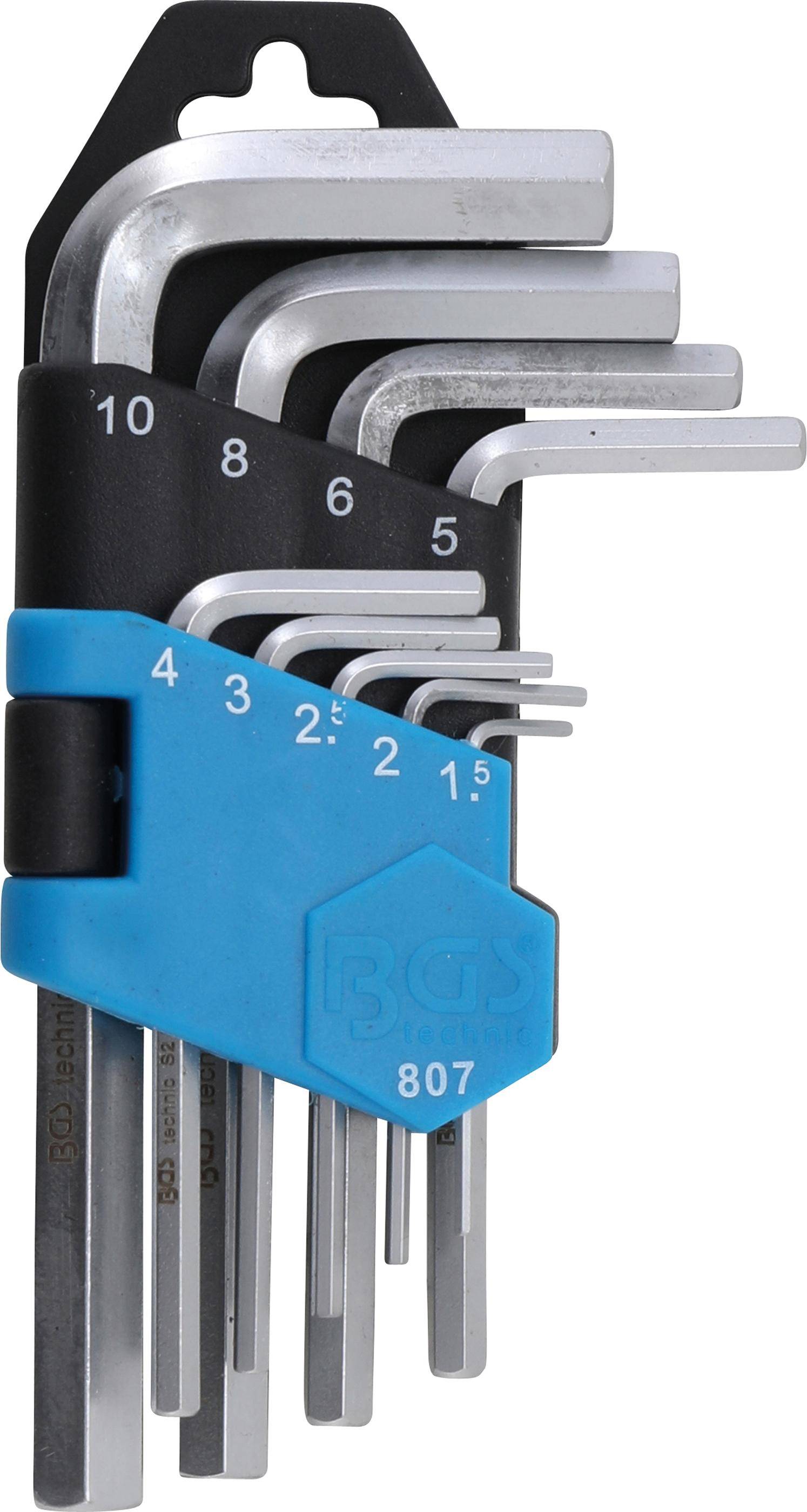 BGS Winkelschlssel-Satz | kurz | Innensechskant 1,5 - 10 mm | 9-tlg.