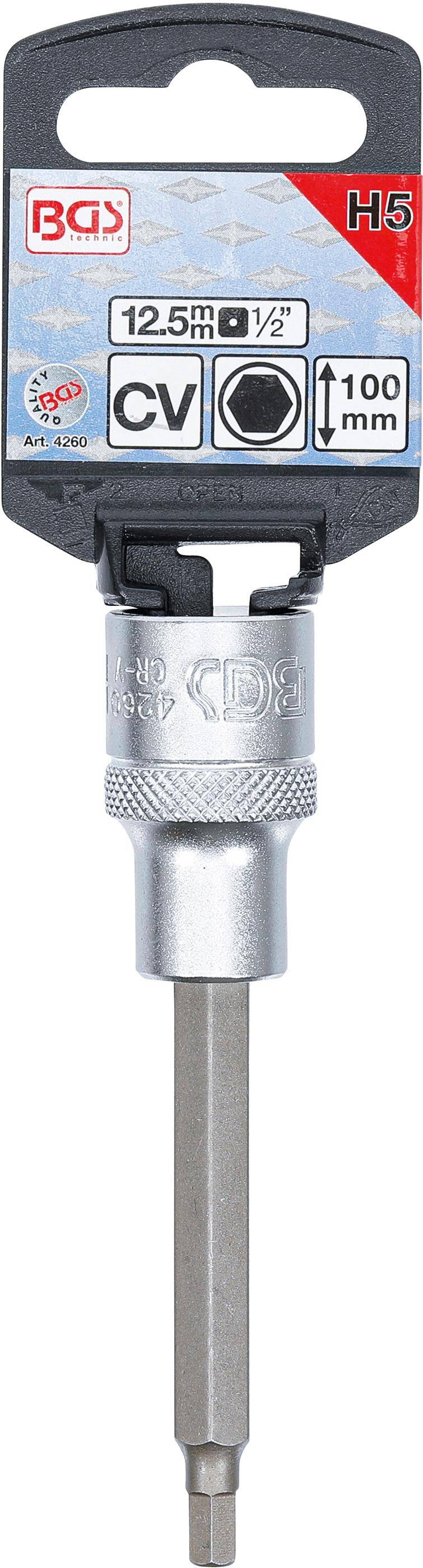 BGS technic Bit-Einsatz | Lnge 100 mm | Antrieb Innenvierkant 12,5 mm