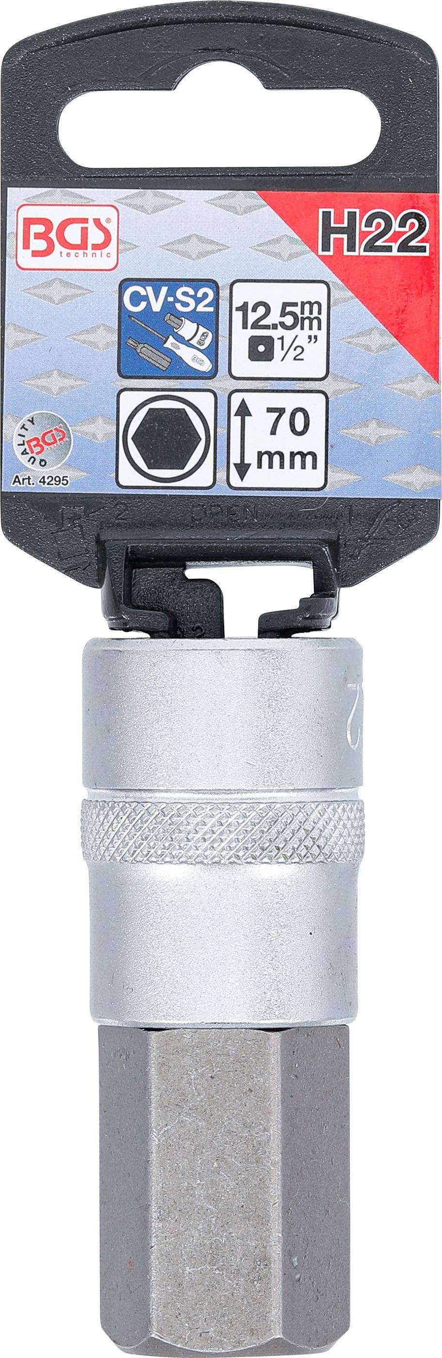 BGS technic Bit-Einsatz | Lnge 70 mm | Antrieb Innenvierkant 12,5 mm