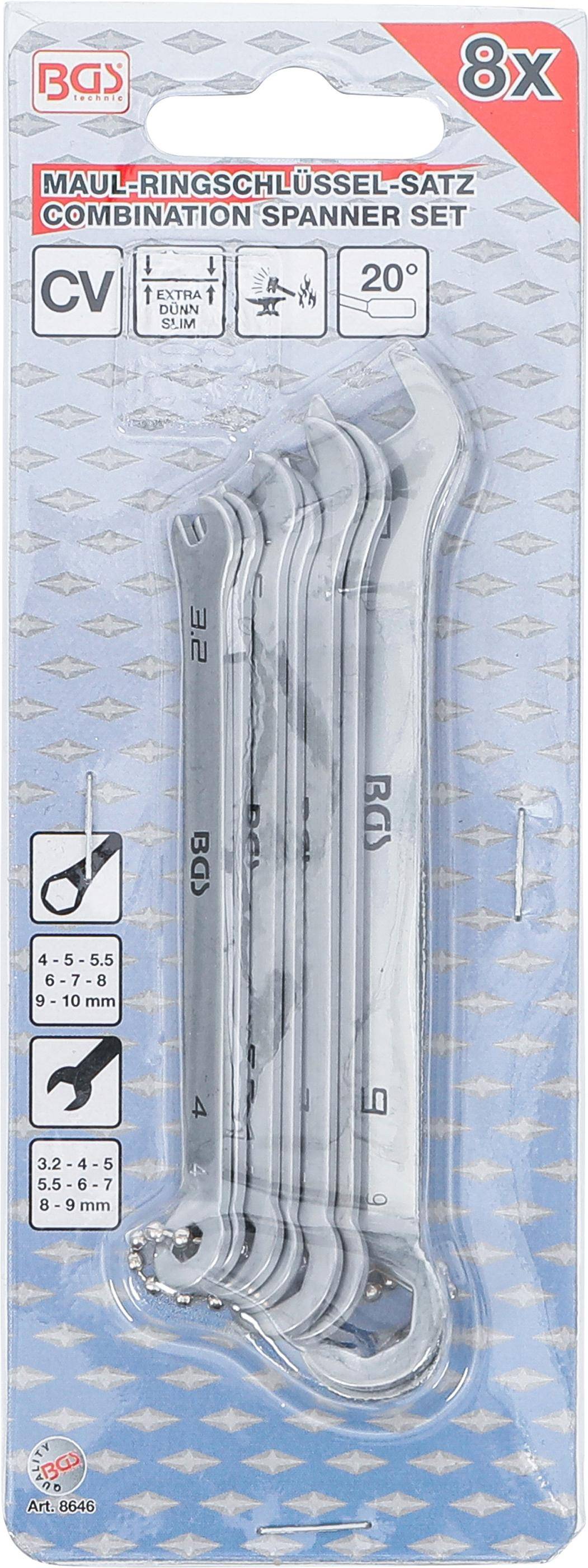 BGS Maul-Ringschlssel-Satz | Mini-Ausfhrung | SW 4 - 10 mm | 8-tlg.