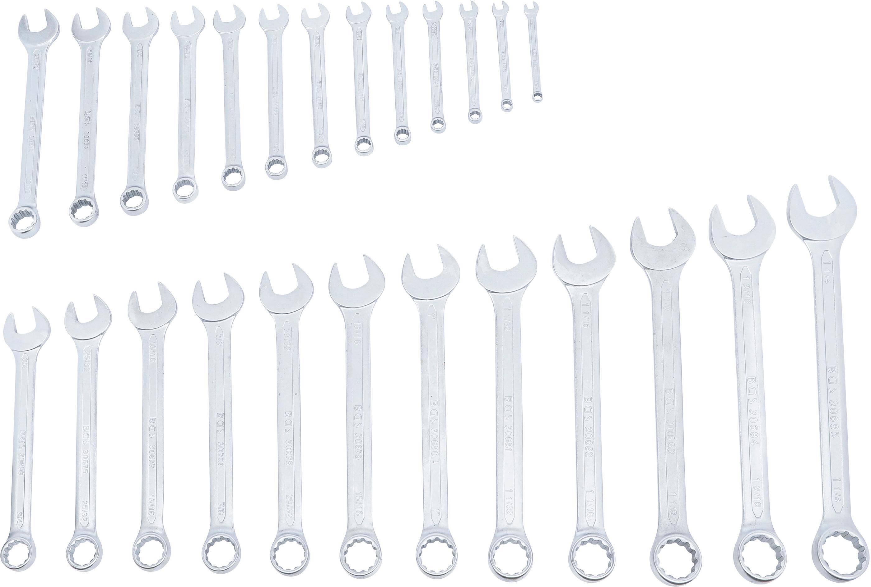 BGS Maul-Ringschlssel-Satz | Zollgren | SW 1/4" - 1.1/4" | 25-tlg.