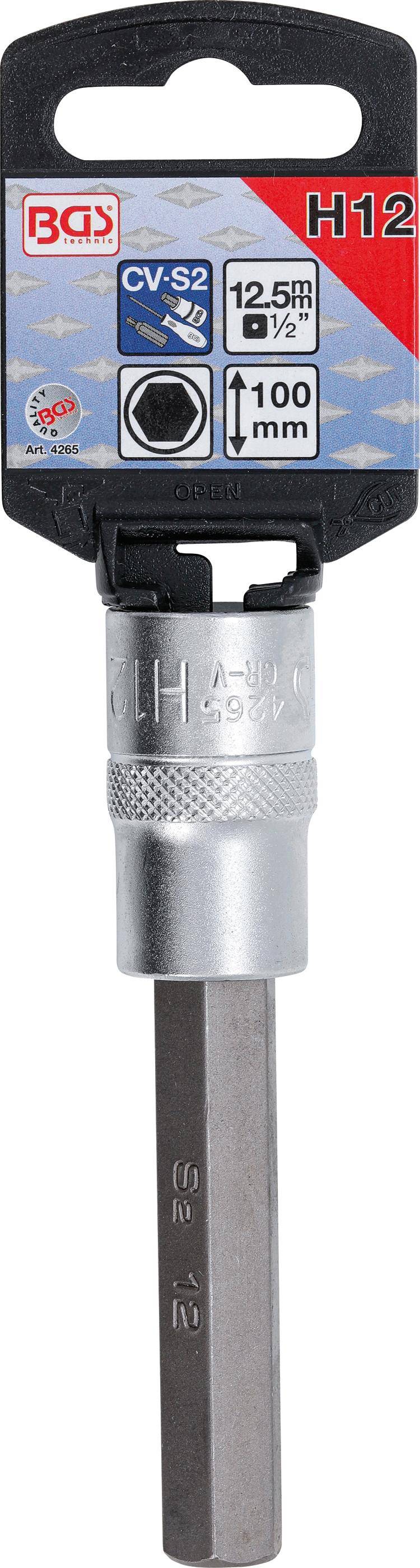 BGS technic Bit-Einsatz | Lnge 100 mm | Antrieb Innenvierkant 12,5 mm
