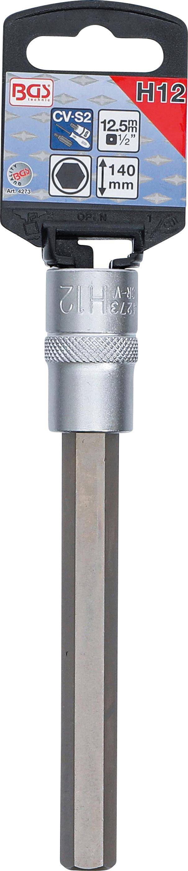 BGS technic Bit-Einsatz | Lnge 140 mm | Antrieb Innenvierkant 12,5 mm