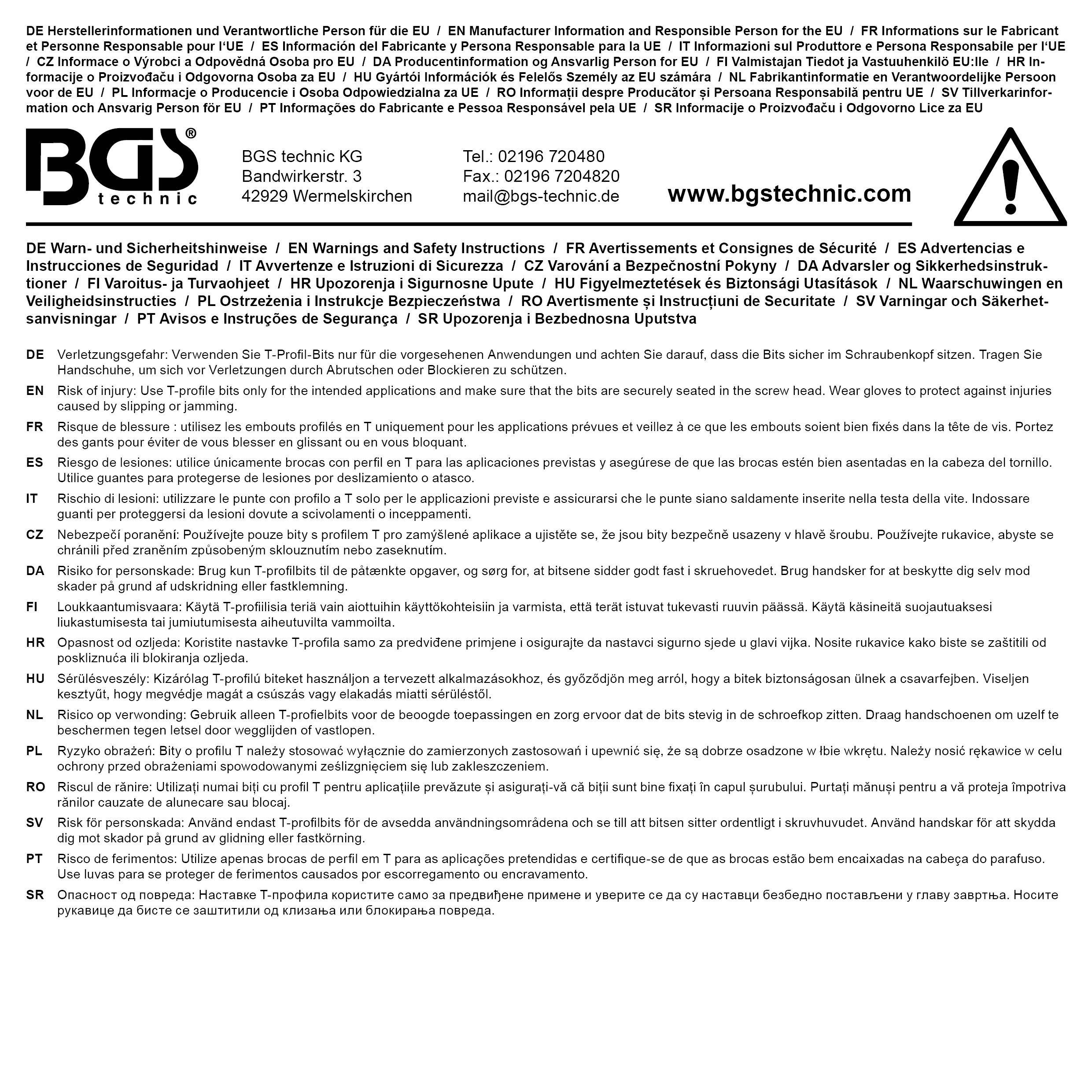 BGS Bit-Einsatz | Antrieb Innenvierkant 12,5 mm (1/2") | T-Profil