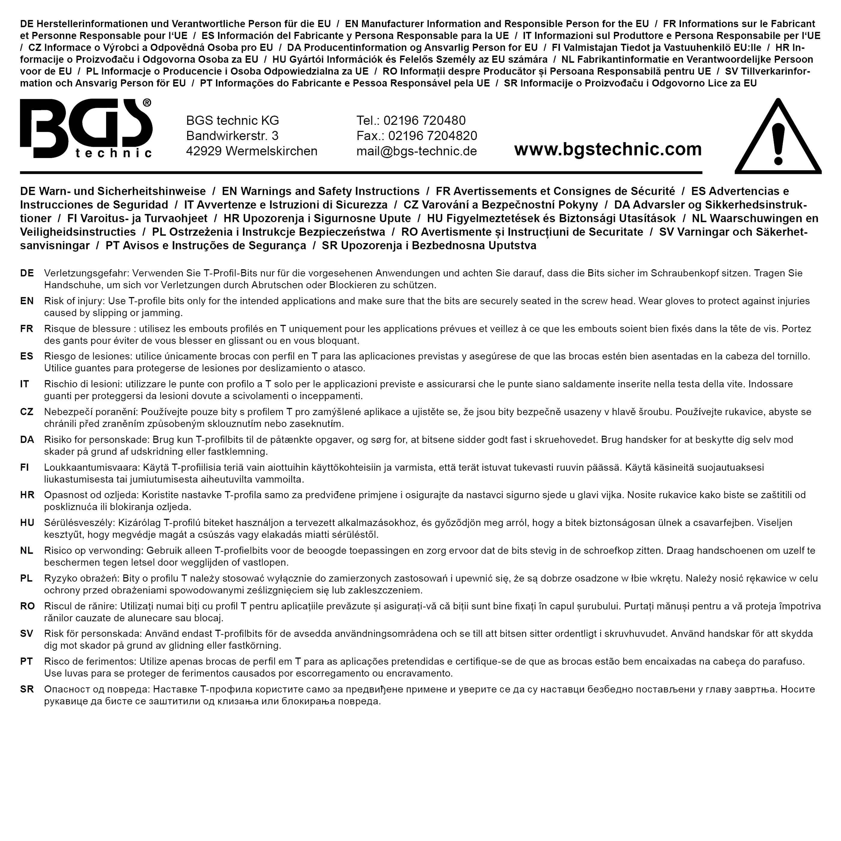 BGS Bit-Einsatz | Antrieb Innenvierkant 12,5 mm (1/2") | T-Profil