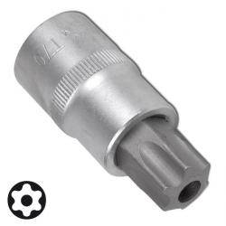 Bit-Einsätze - Antrieb 1/2" - T-Profil mit Bohrung - Chrom-Vanadium-Stahl - T-Profil T 60
