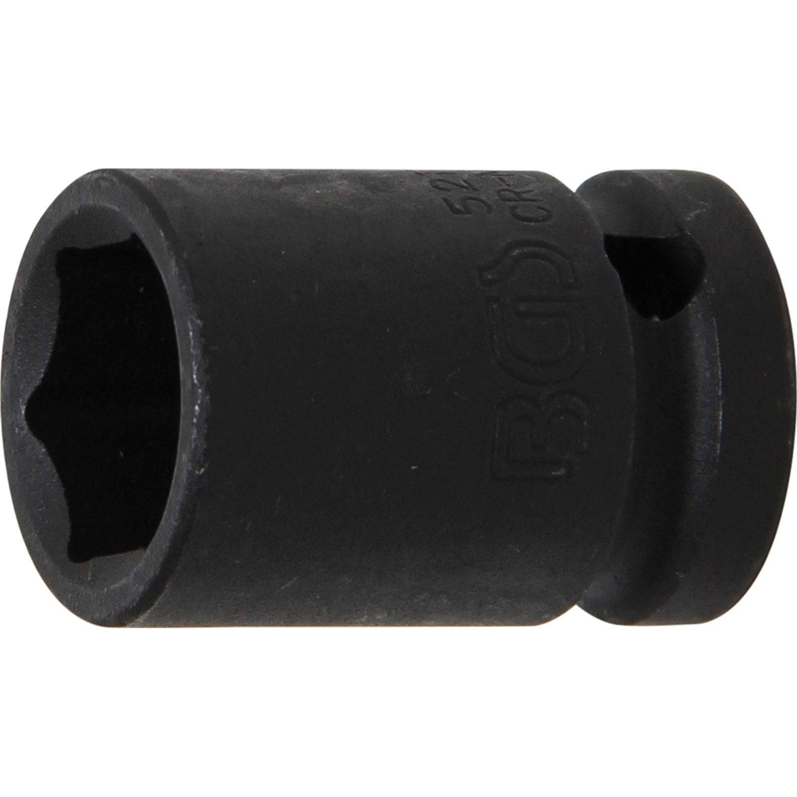 „Eine schwarze Schlagstecknuss mit sechseckiger Öffnung, die zum Anziehen oder Lösen von Muttern und Schrauben verwendet wird.