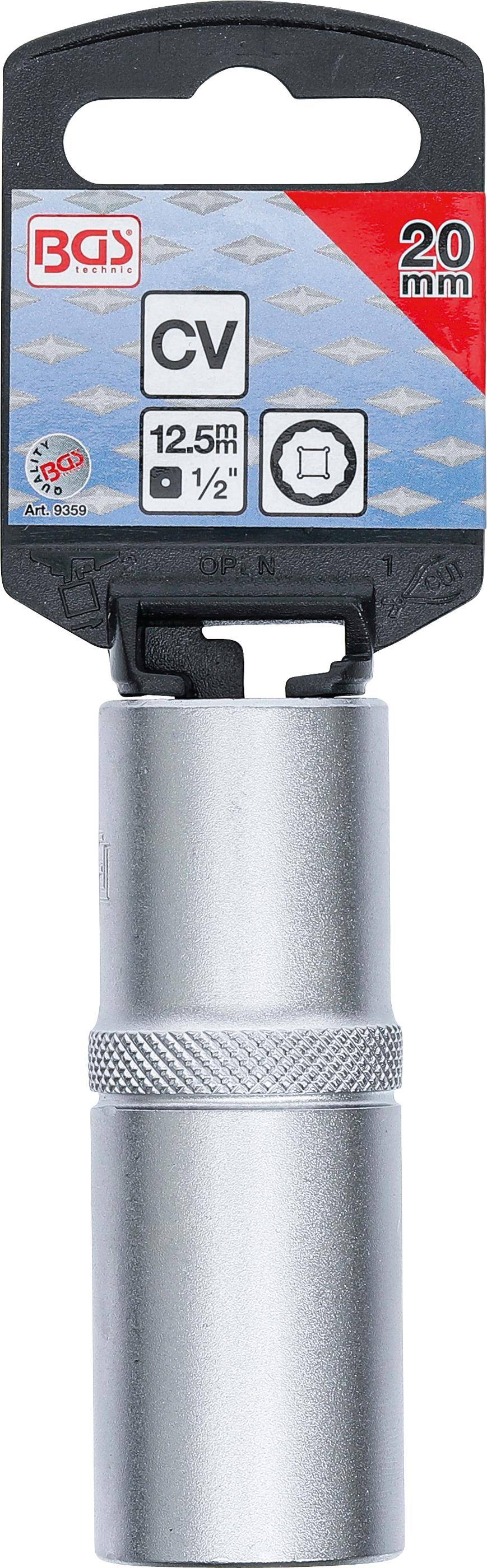 BGS Steckschlssel-Einsatz Zwlfkant, tief | Antrieb Innenvierkant 12,5