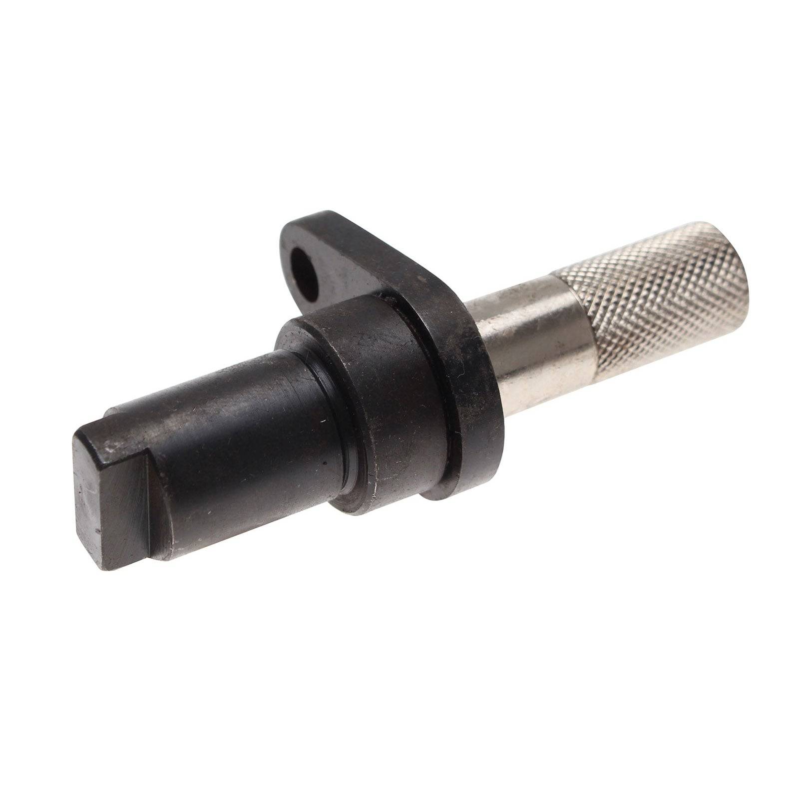 Ein metallisches zylindrisches Werkzeug mit strukturierter Griffoberfläche und einem flachen quadratischen Ende, möglicherweise für mechanische oder industrielle Anwendungen verwendet.