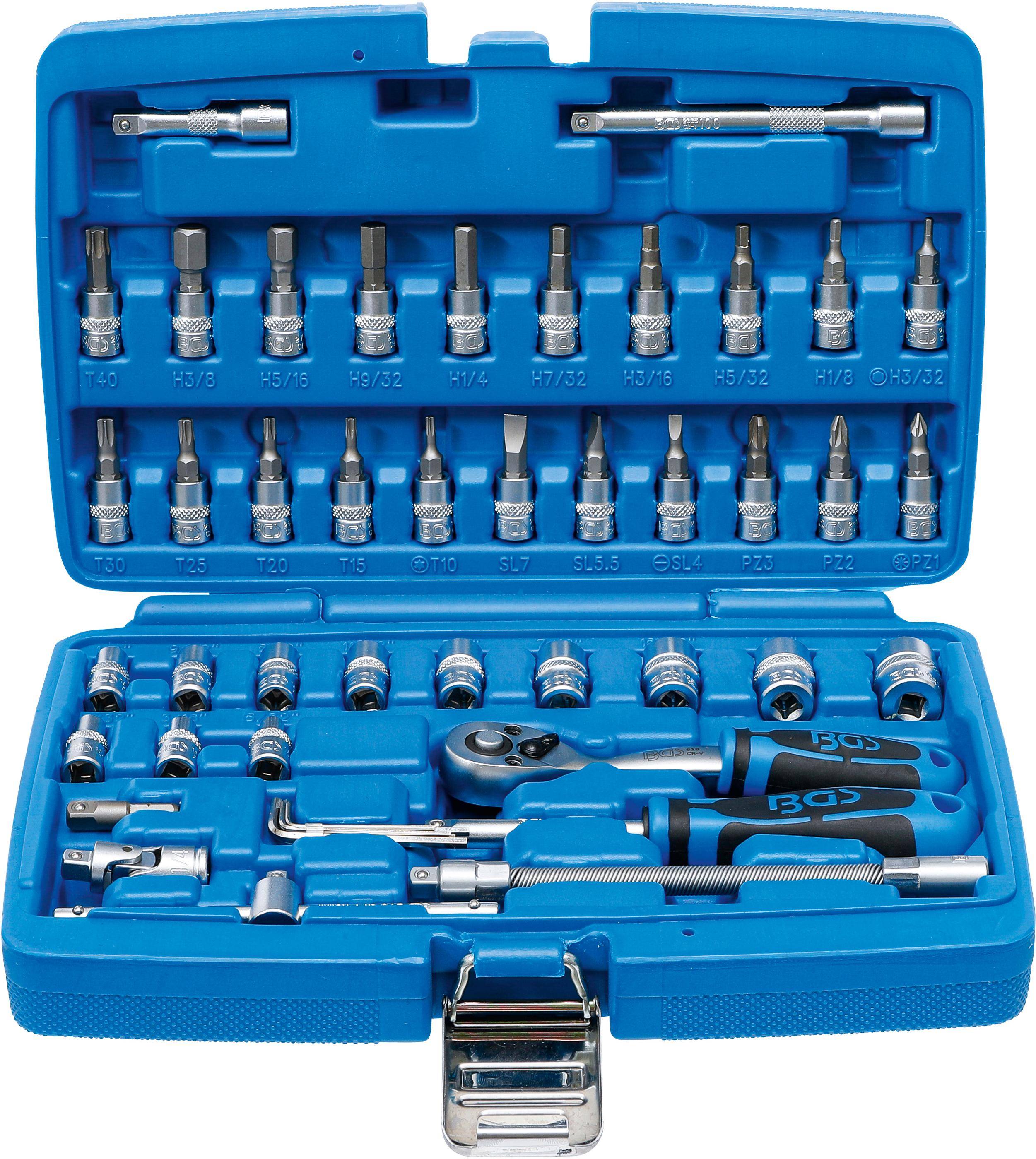 BGS Steckschlssel-Satz | Antrieb 6,3 mm (1/4") | Zollgren | 46-tlg.