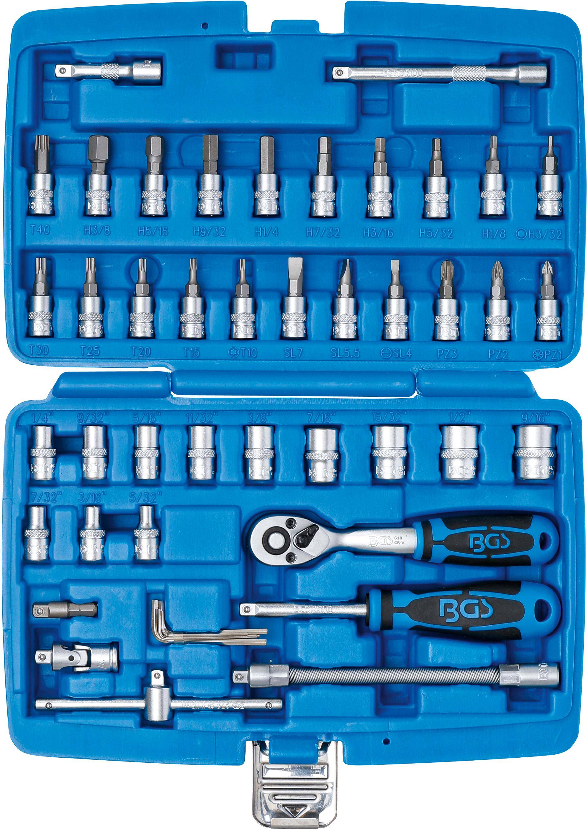 BGS Steckschlssel-Satz | Antrieb 6,3 mm (1/4") | Zollgren | 46-tlg.