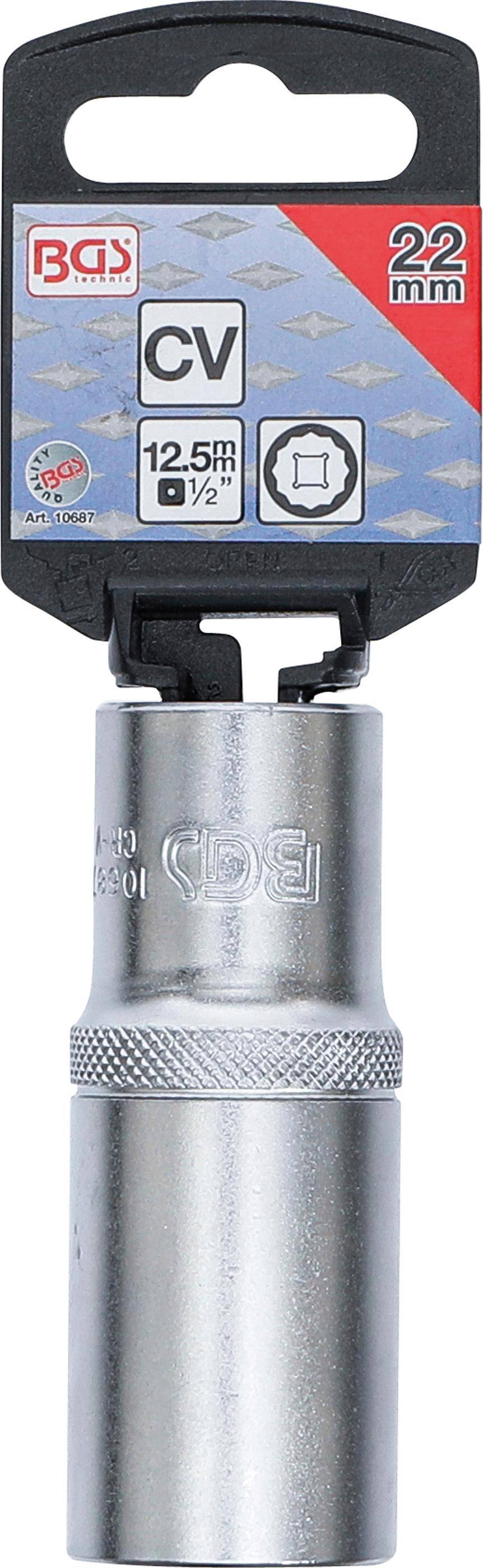 BGS Steckschlüssel-Einsatz Zwölfkant, tief | Antrieb Innenvierkant