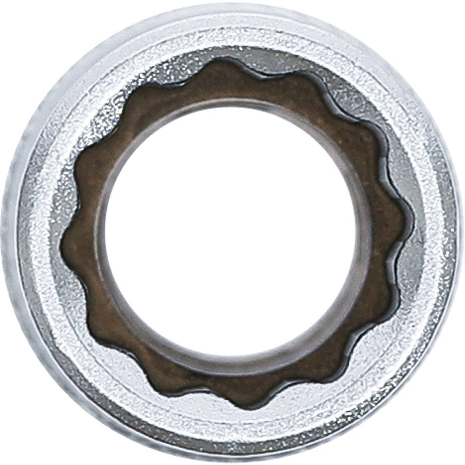 Ein Nahaufnahmebild einer metallischen runden Mutter mit einem gezahnten Innenrand und einer glatten Außenkante, die üblicherweise in mechanischen Baugruppen verwendet wird.