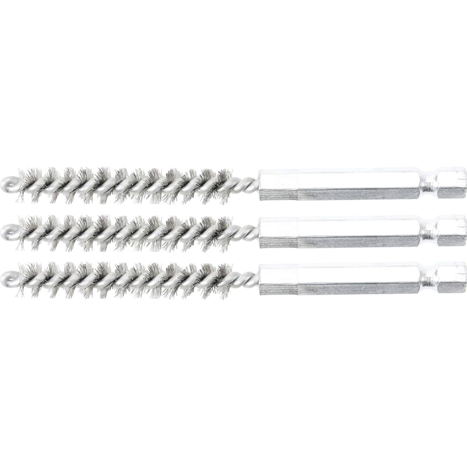 BGS Stahlbürste 8 mm Antrieb Außensechskant 6,3 mm (1/4") 3tlg. - 3078-8-S