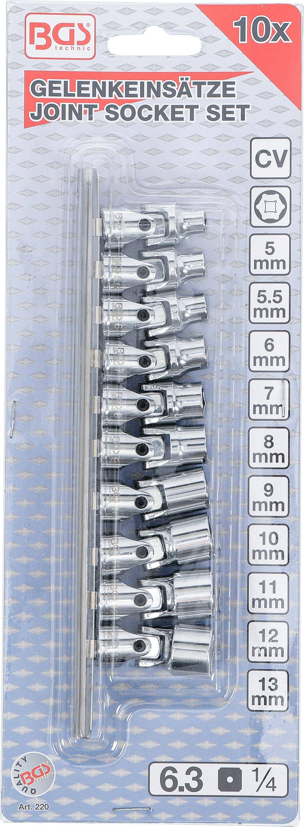 BGS Gelenk-Steckschlssel-Satz | Antrieb Innenvierkant 6,3 mm (1/4") |