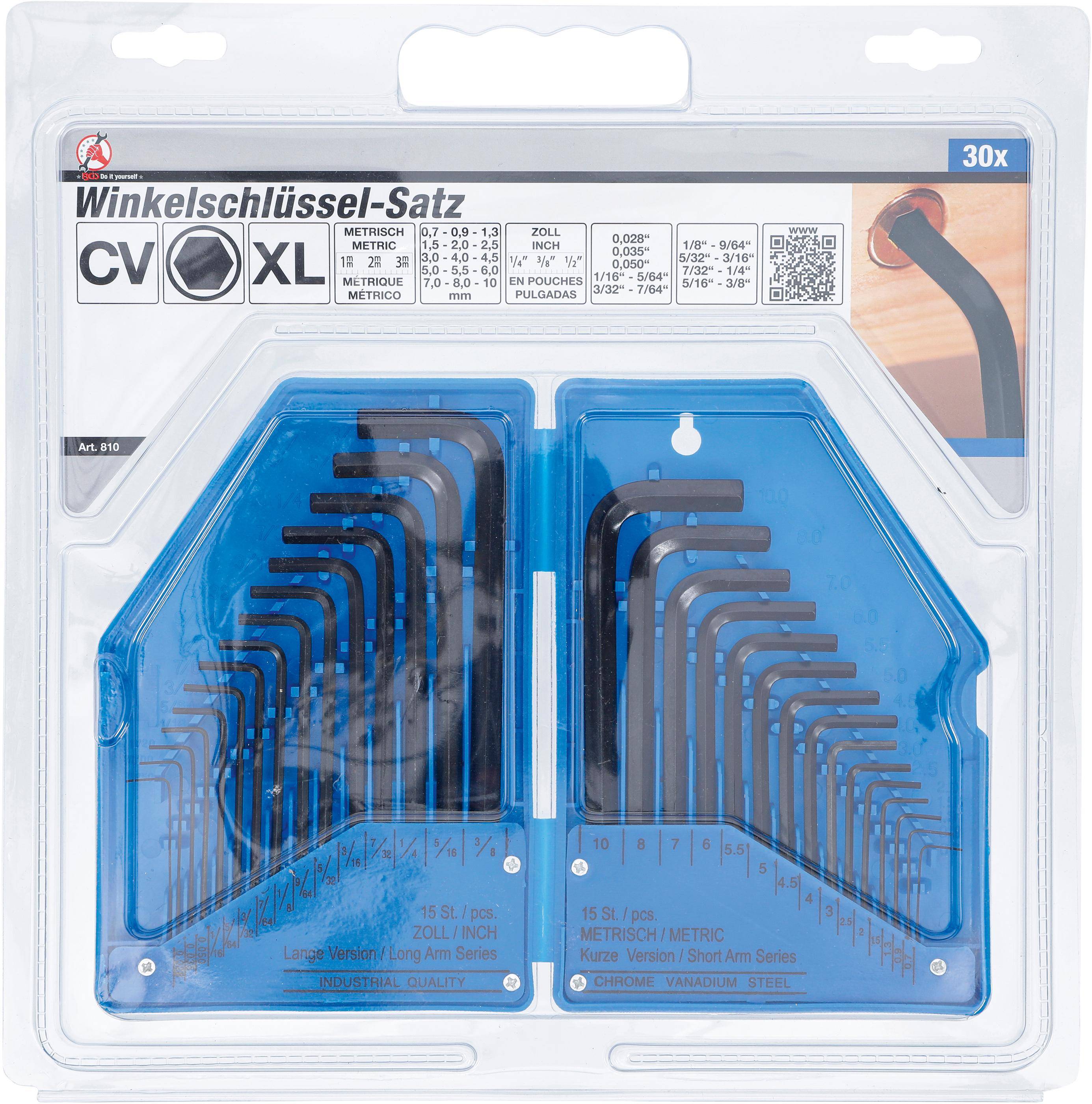 BGS Diy Winkelschlüssel-Satz | Zollmaße/metrisch | Innensechskant |