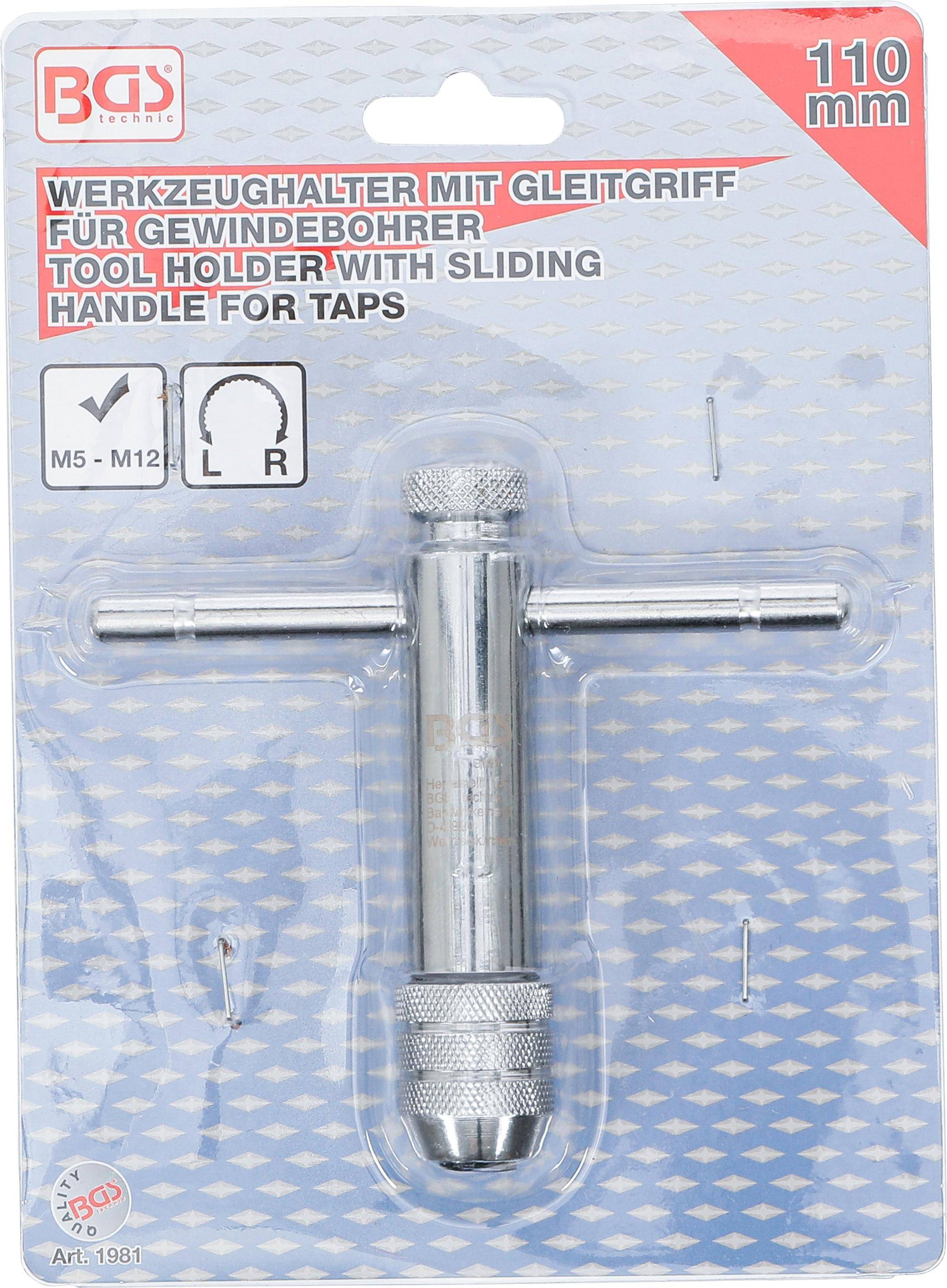 BGS technic Werkzeughalter mit Gleitgriff für Gewindebohrer | M5 -