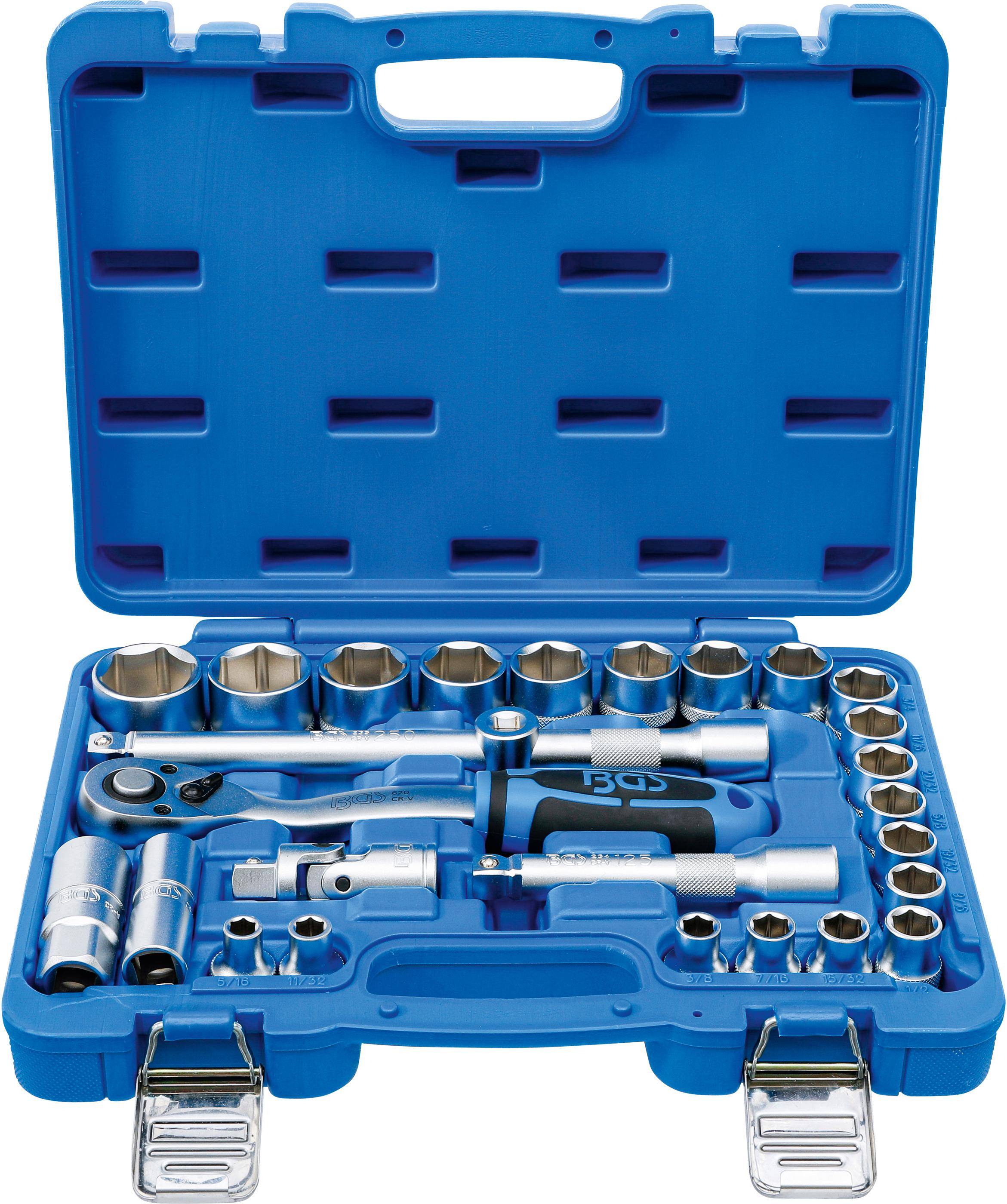 BGS Steckschlssel-Satz | Antrieb 12,5 mm (1/2") | Zollgren | 27-tlg.