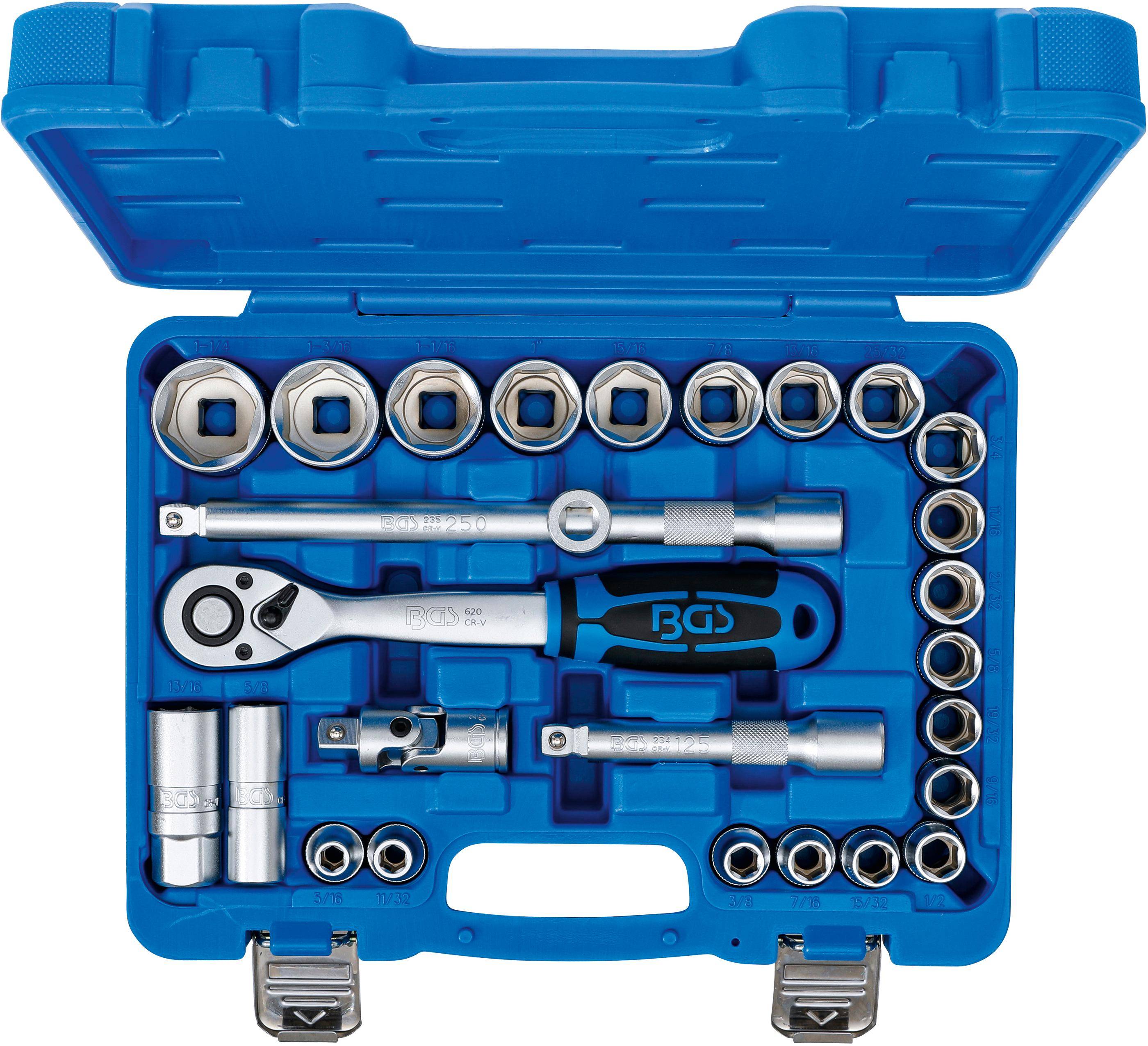 BGS Steckschlssel-Satz | Antrieb 12,5 mm (1/2") | Zollgren | 27-tlg.