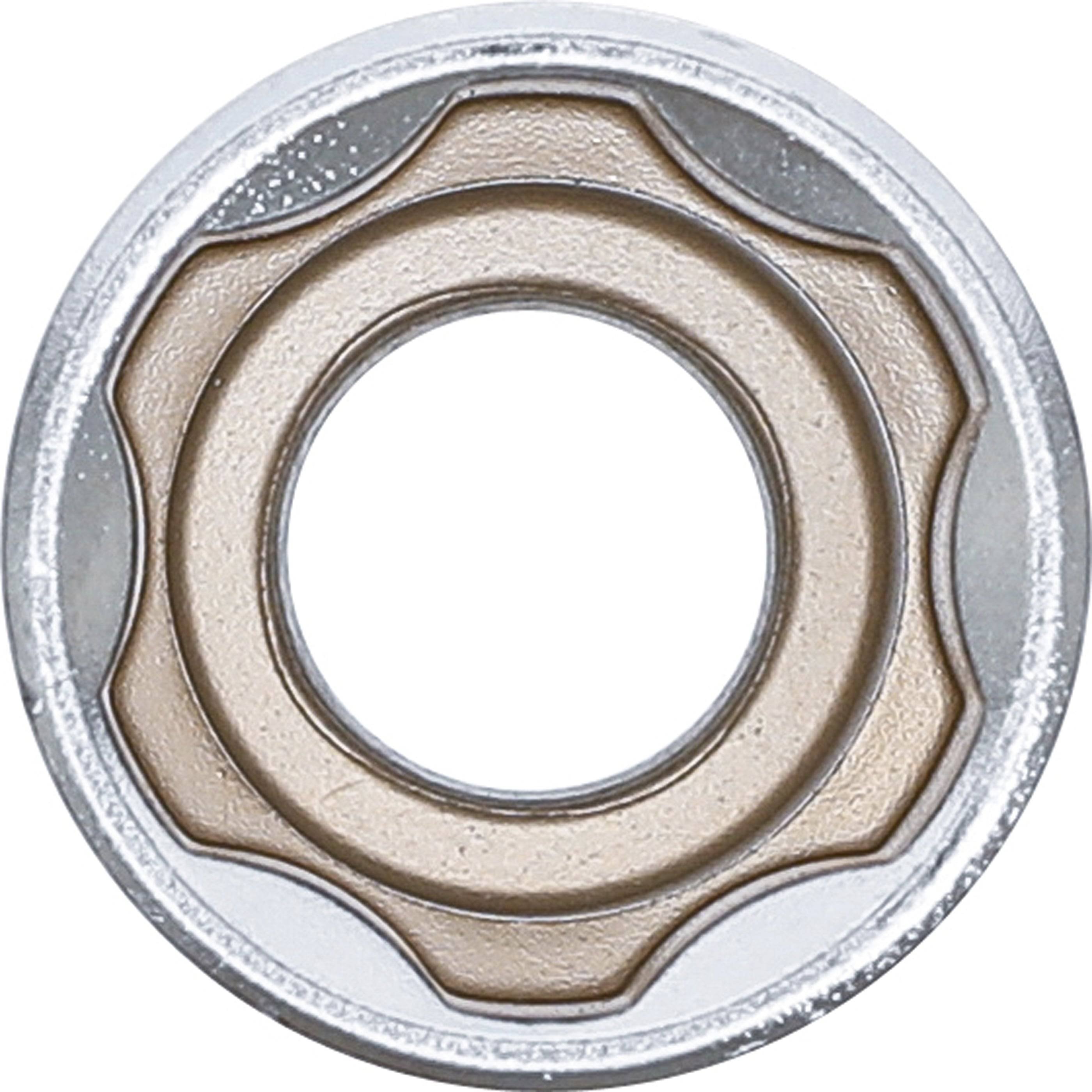 Eine Nahaufnahme eines Kugellagers, die seine kreisförmige metallische Struktur mit einem Innen- und Außenring zeigt.