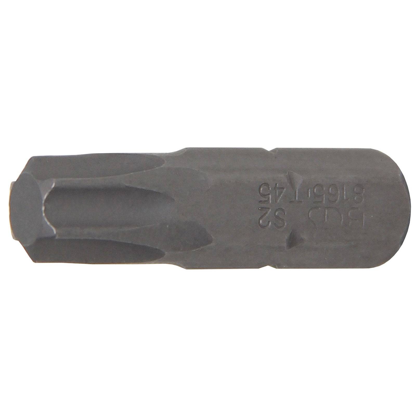 Torx T45 Schraubenbit, metallisch mit sechseckiger Basis, zum Befestigen von Schrauben verwendet.