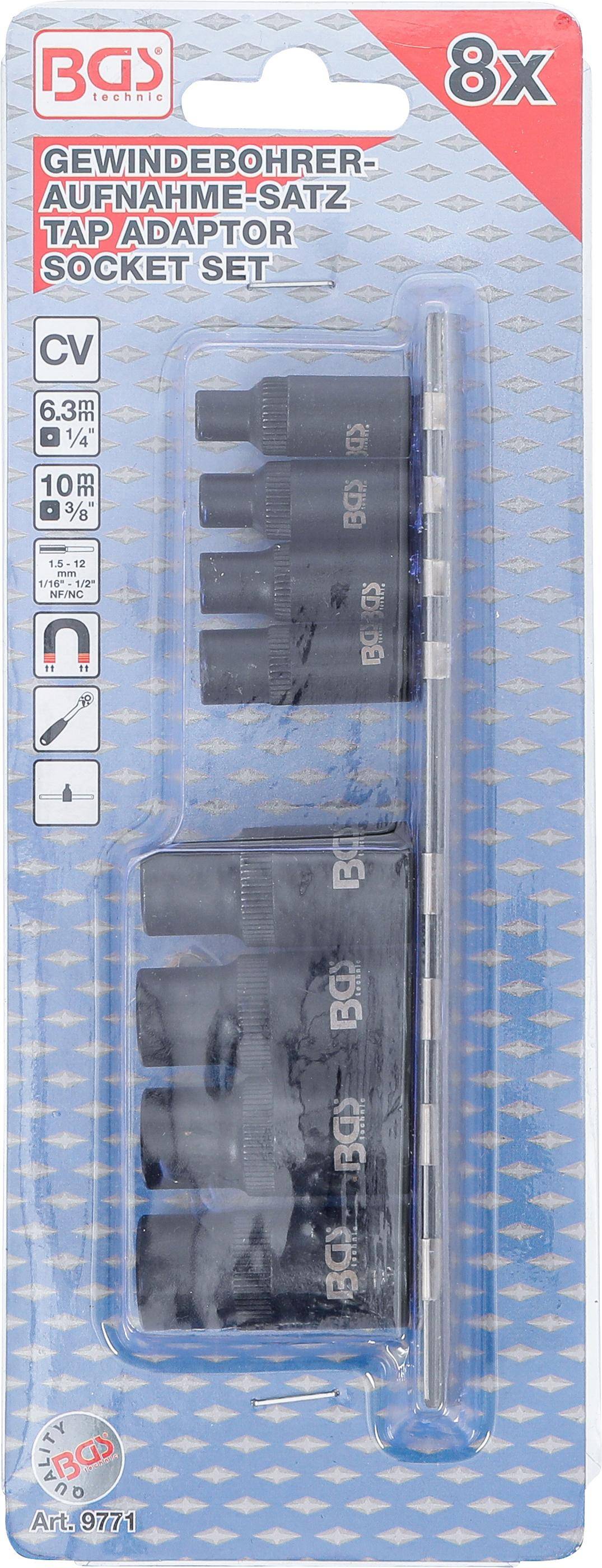 BGS technic Gewindebohrer-Aufnahme-Satz | 6,3 mm (1/4") / 10 mm