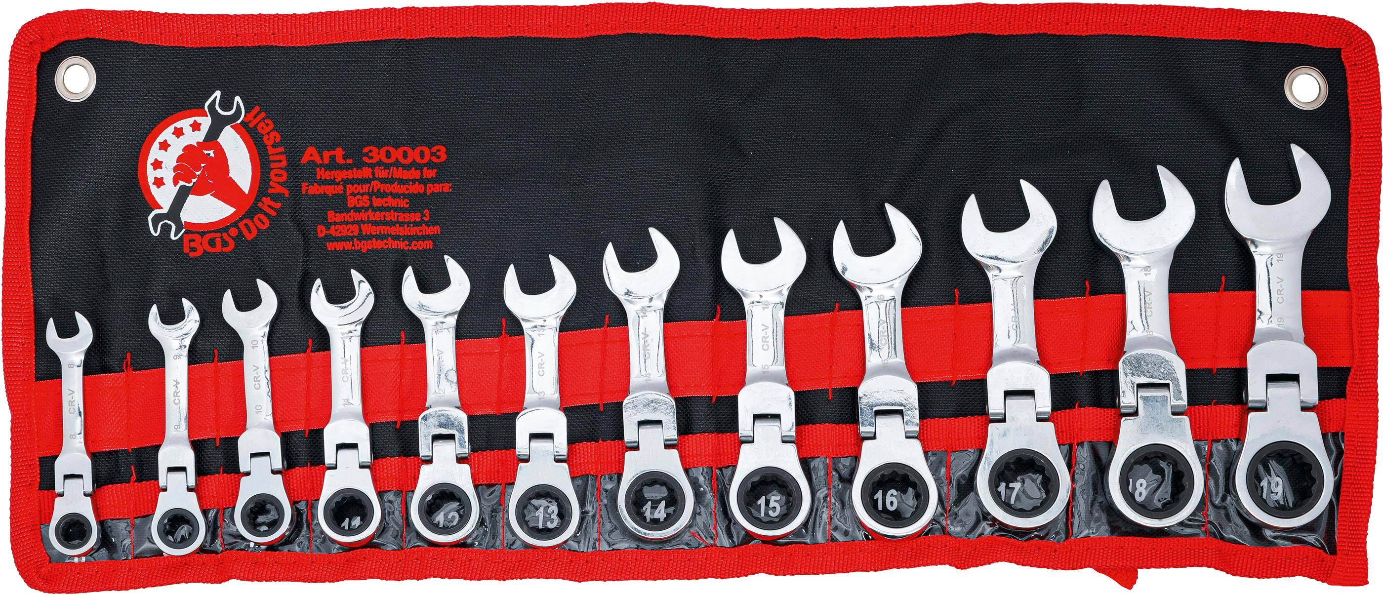 BGS Do It Yourself Ratschenring-Maulschlüssel-Satz | extra kurz | SW