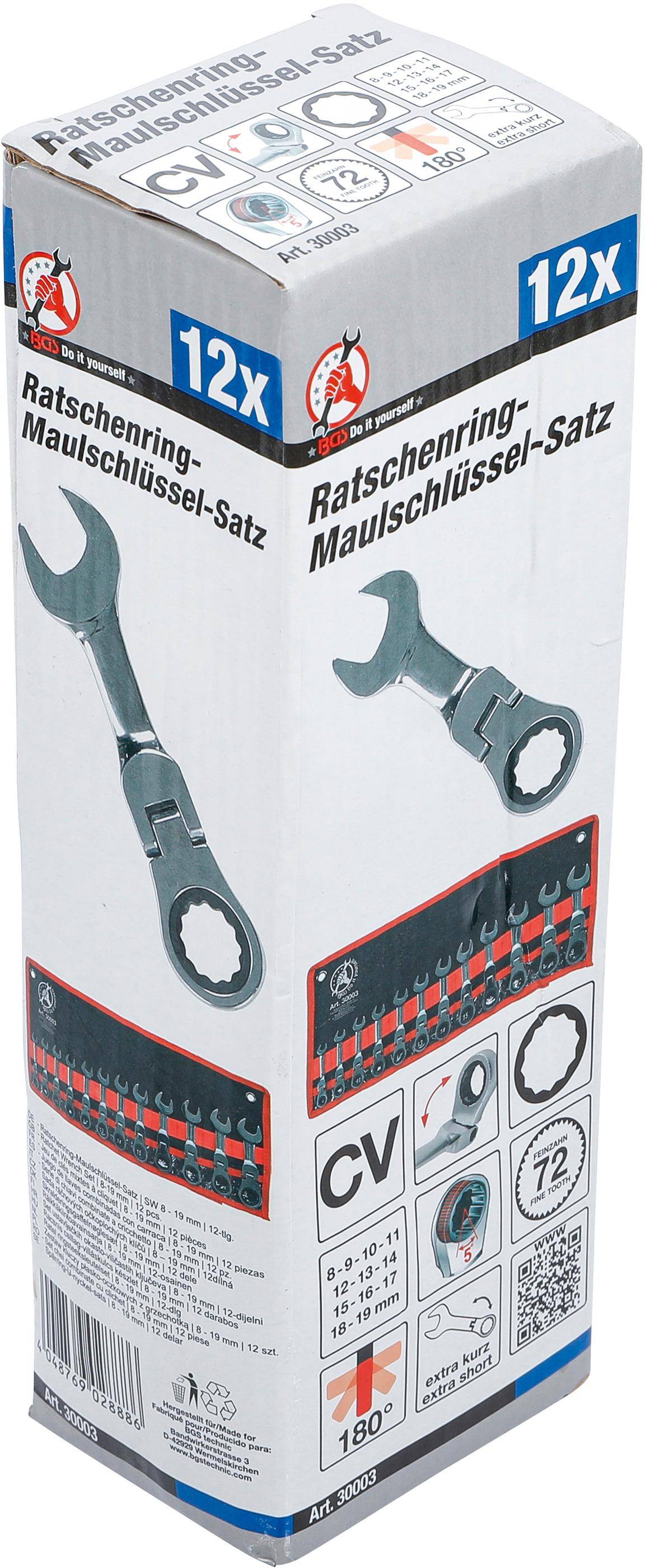 BGS Do It Yourself Ratschenring-Maulschlüssel-Satz | extra kurz | SW