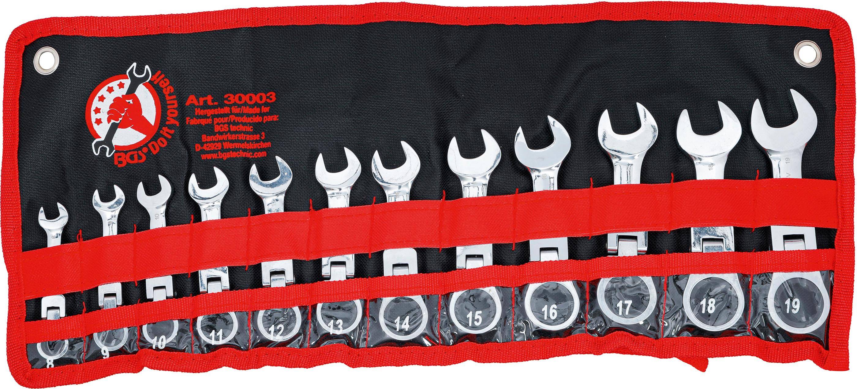 BGS Do It Yourself Ratschenring-Maulschlüssel-Satz | extra kurz | SW