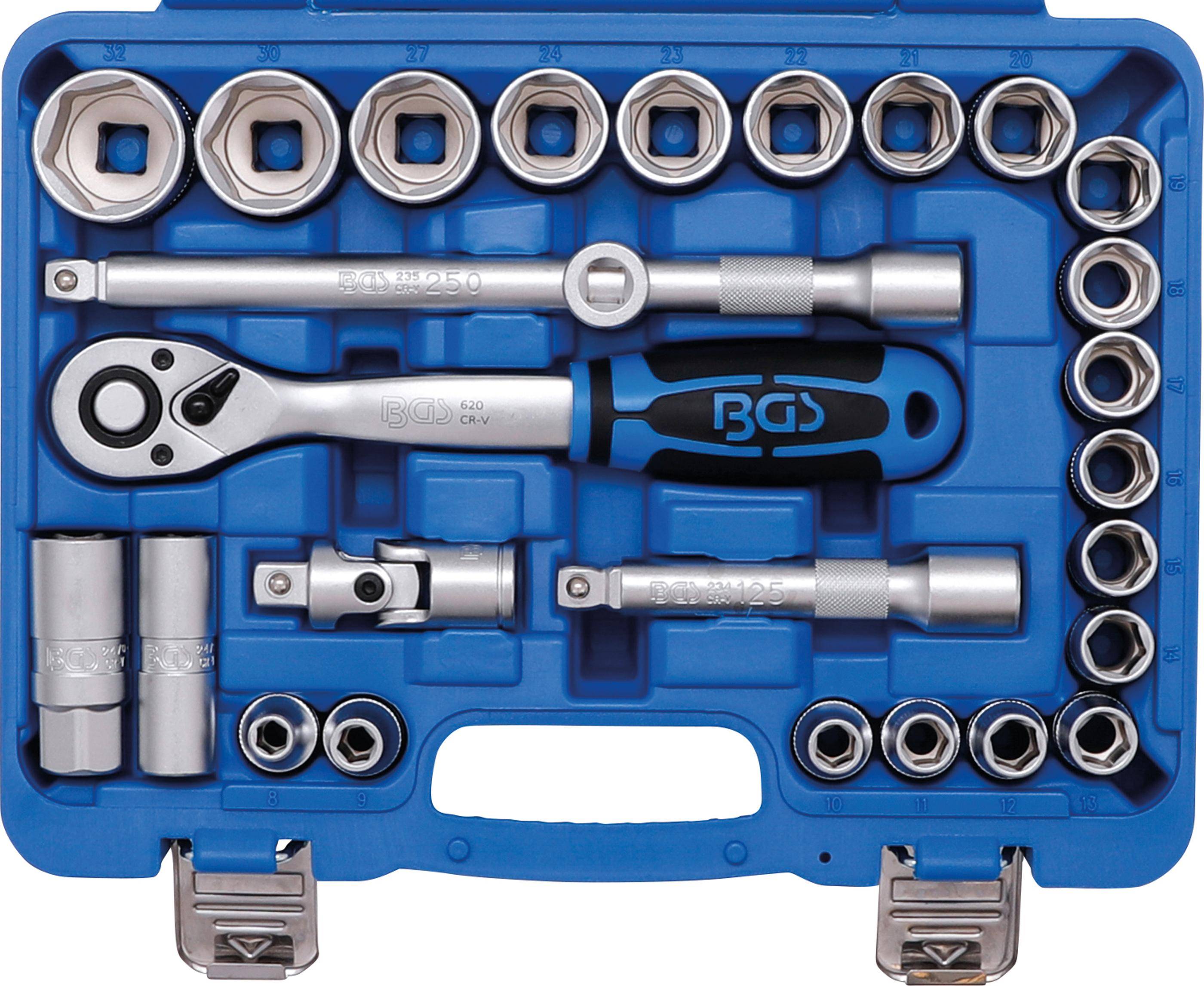 BGS Steckschlssel-Satz | Antrieb 12,5 mm (1/2") | SW 8 - 32 mm |