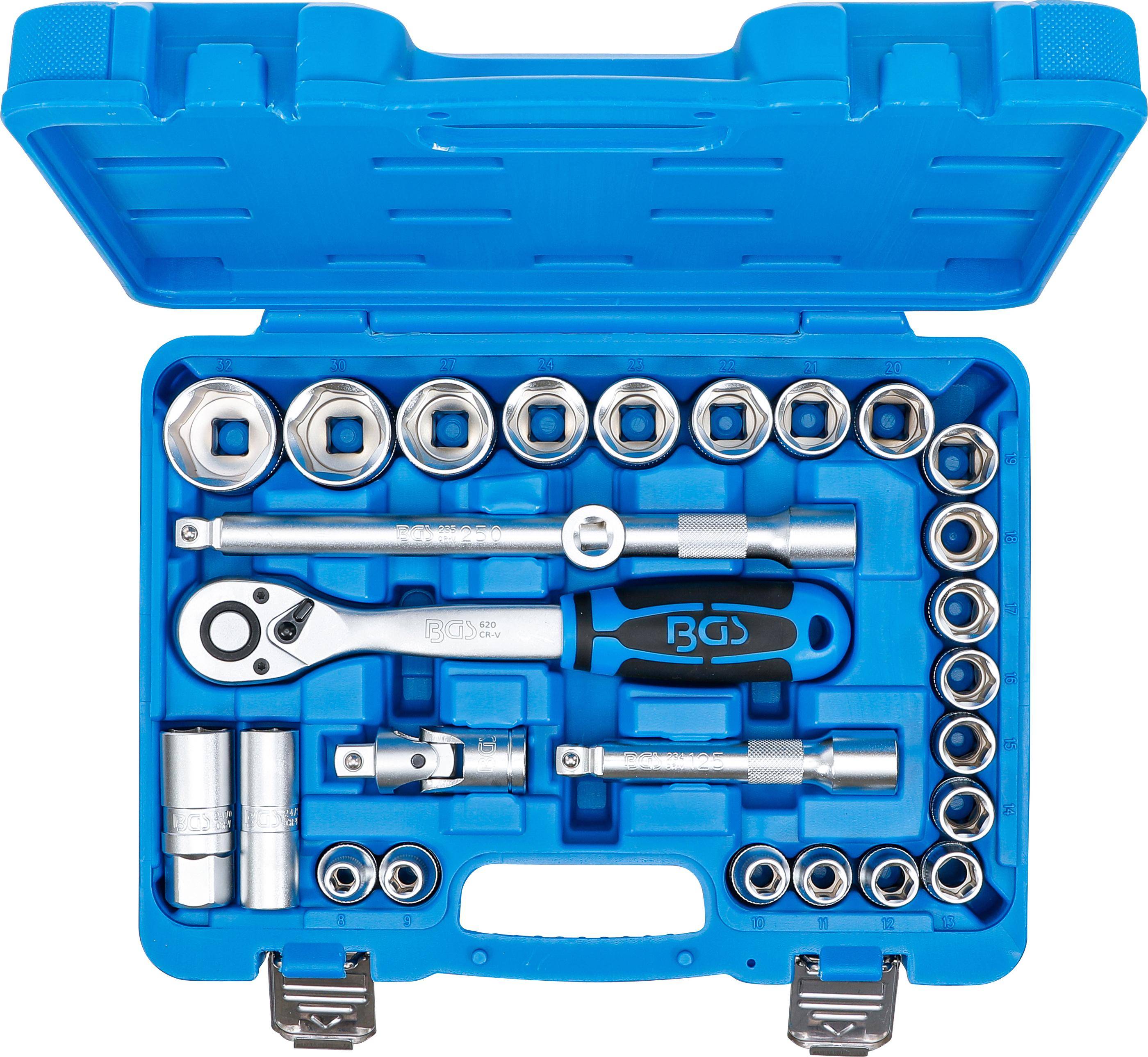 BGS Steckschlssel-Satz | Antrieb 12,5 mm (1/2") | SW 8 - 32 mm |