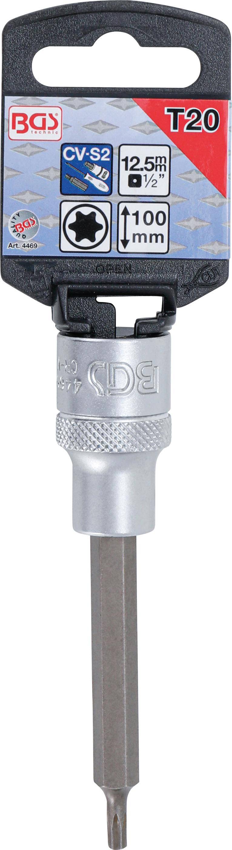 BGS technic Bit-Einsatz | Lnge 100 mm | Antrieb Innenvierkant 12,5 mm