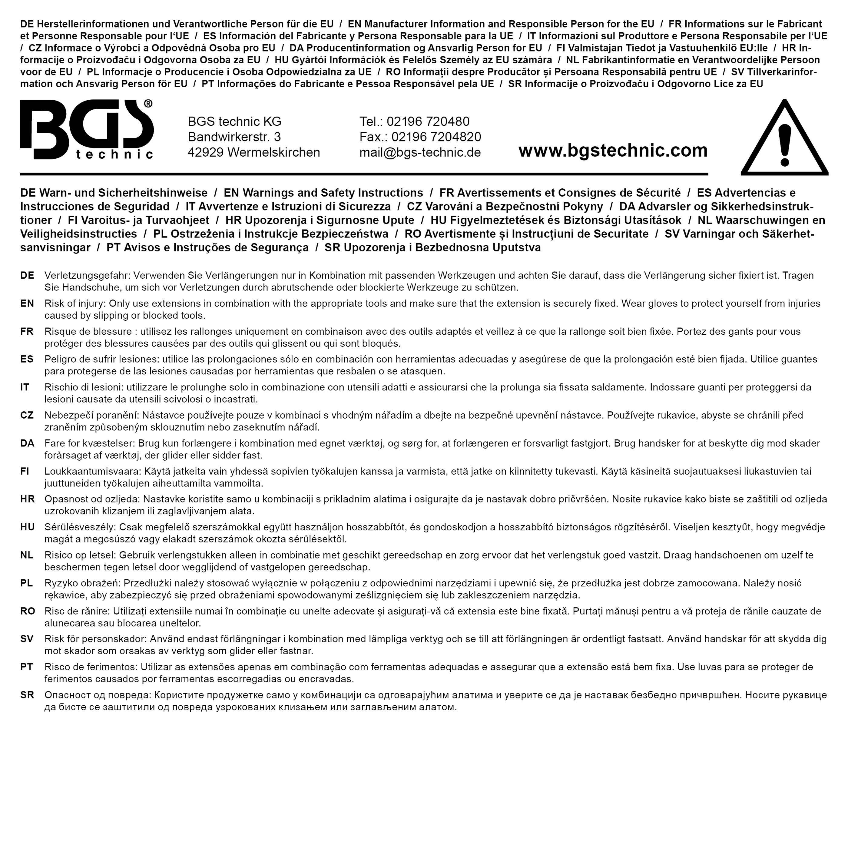 BGS technic Kraft-Verlngerungs-Satz | Auen-/Innenvierkant 20 mm