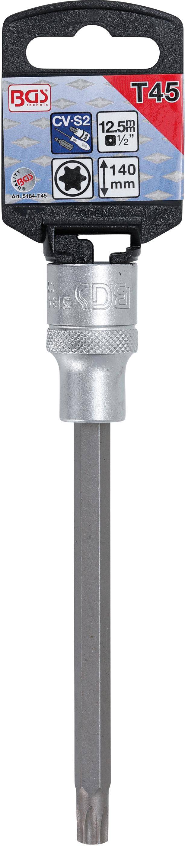 Bit-Einsatz "BGS" - 1/2" Antrieb - T-Profil Chrom-Vanadium-Stahl - Größe T45 x 140 mm