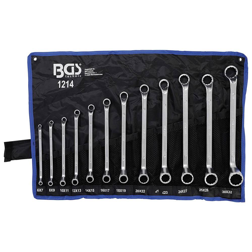 BGS Doppelringschlüssel-Satz, DIN 838, gekröpft, 12-teilig, 6-32 mm
