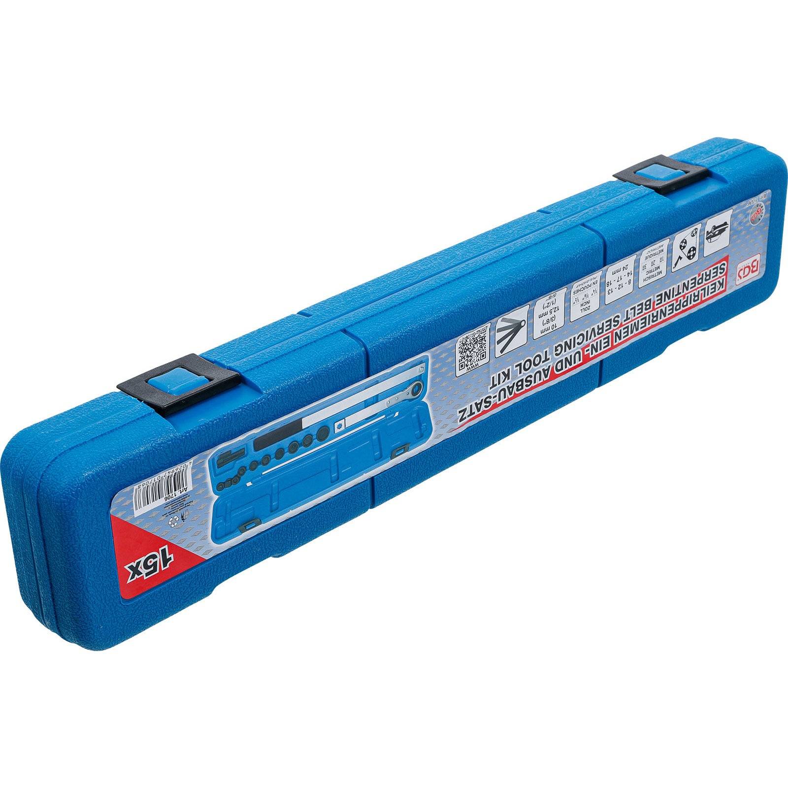 Ein blauer Werkzeugkoffer mit der Aufschrift 