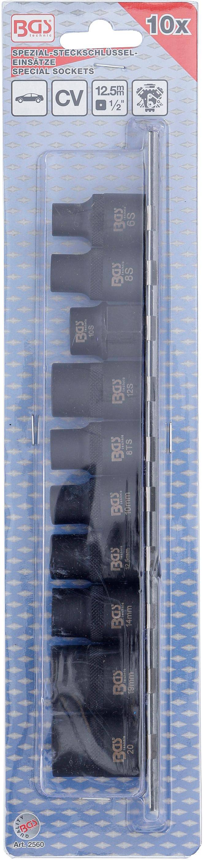BGS Spezial-Kfz-Steckschlssel-Einstze | 3-/5-/6-/10-kant | 10-tlg.