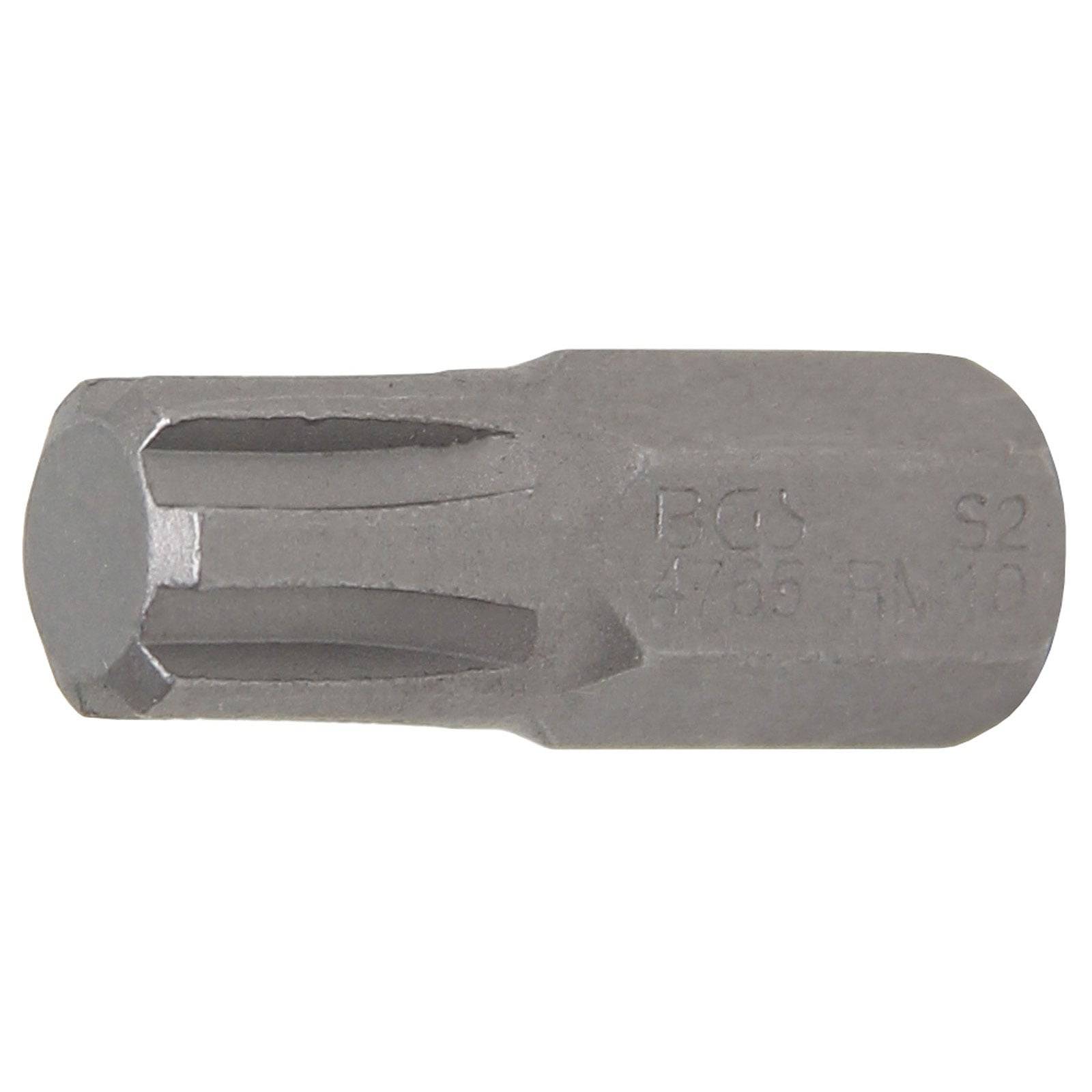 Graue, sechseckige Metallwerkzeugspitze mit eingraviertem Text 'BGS S2'.