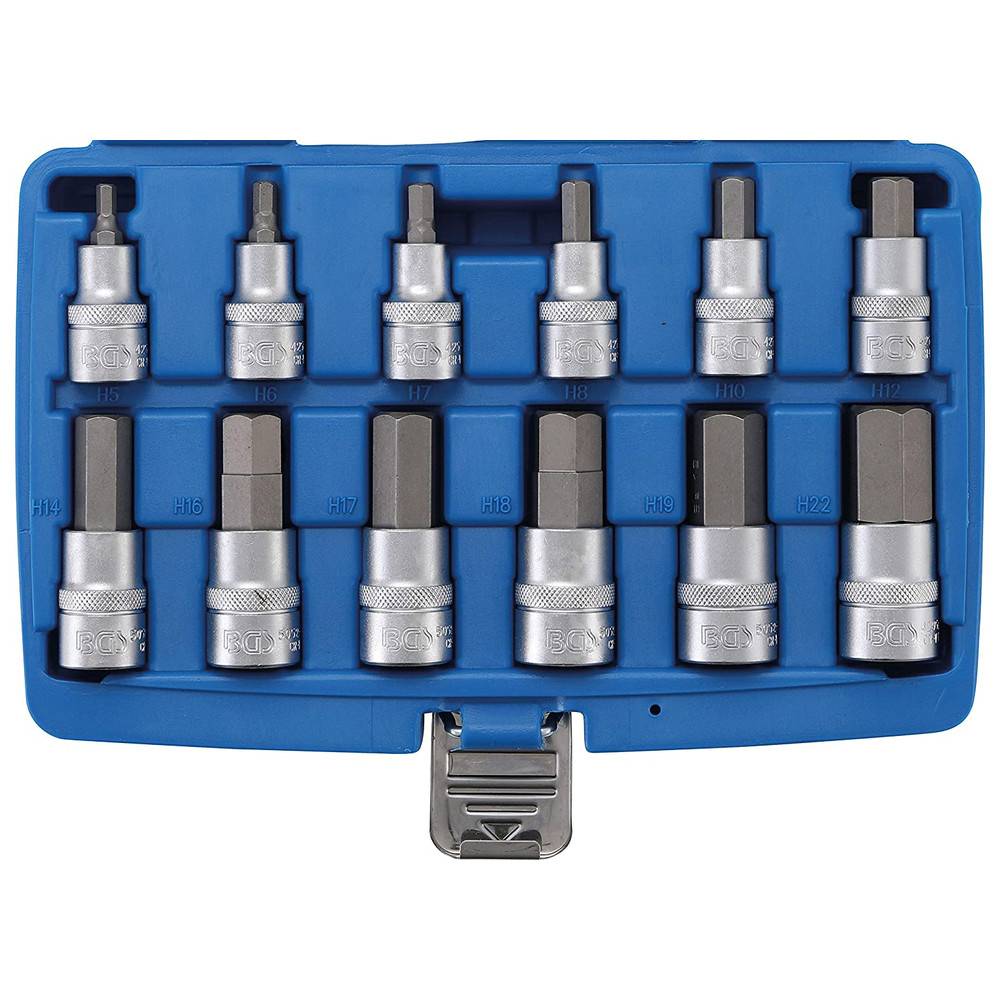 BGS Bit-Einsatz-Satz, 1/2", Innensechskant, 12-teilig, 5-22 mm