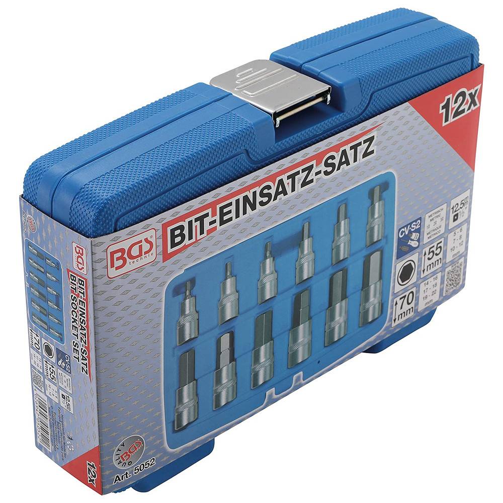 BGS Bit-Einsatz-Satz, 1/2", Innensechskant, 12-teilig, 5-22 mm